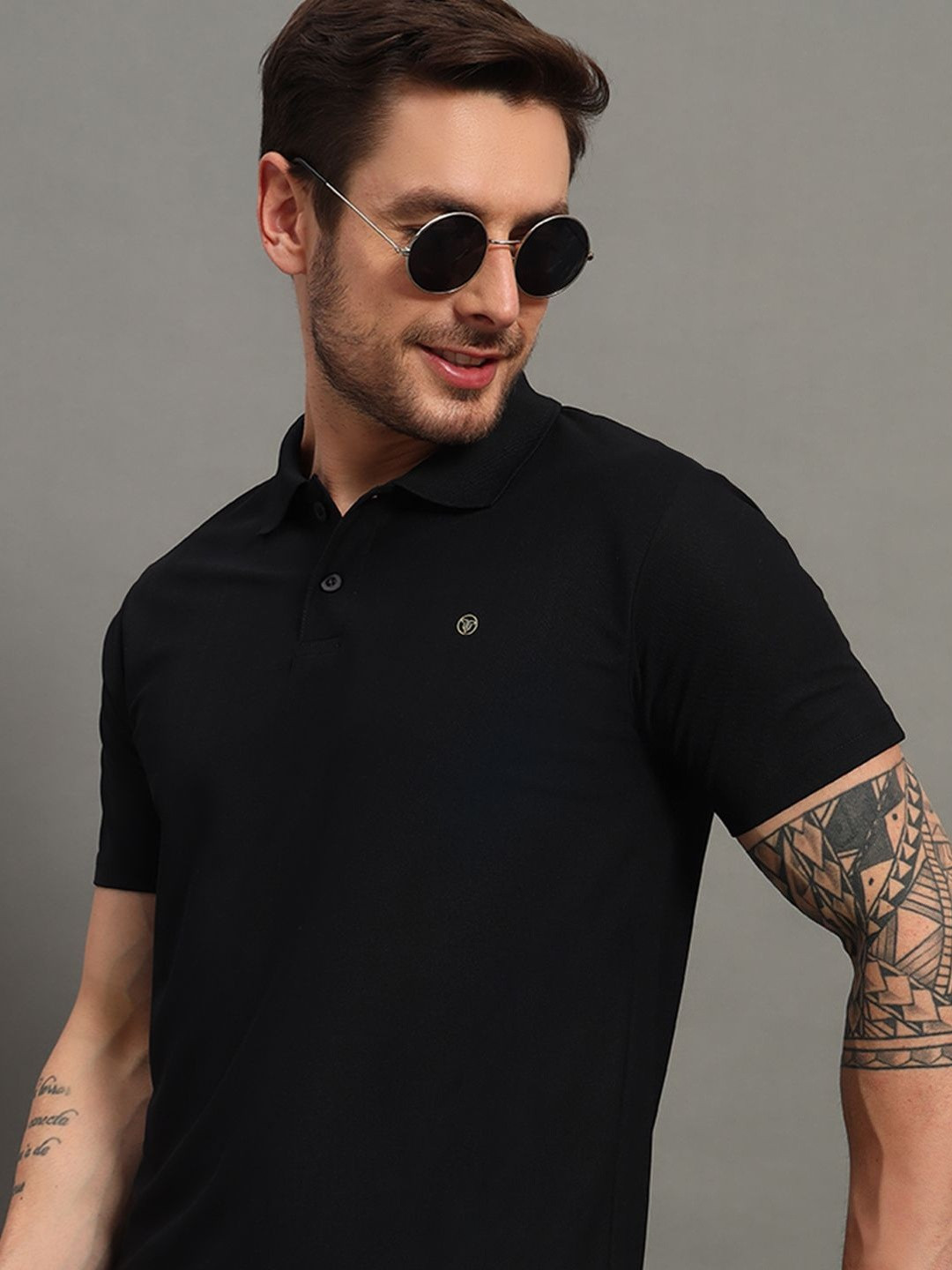 TRIUS Men Solid Polo Collar T-shirt