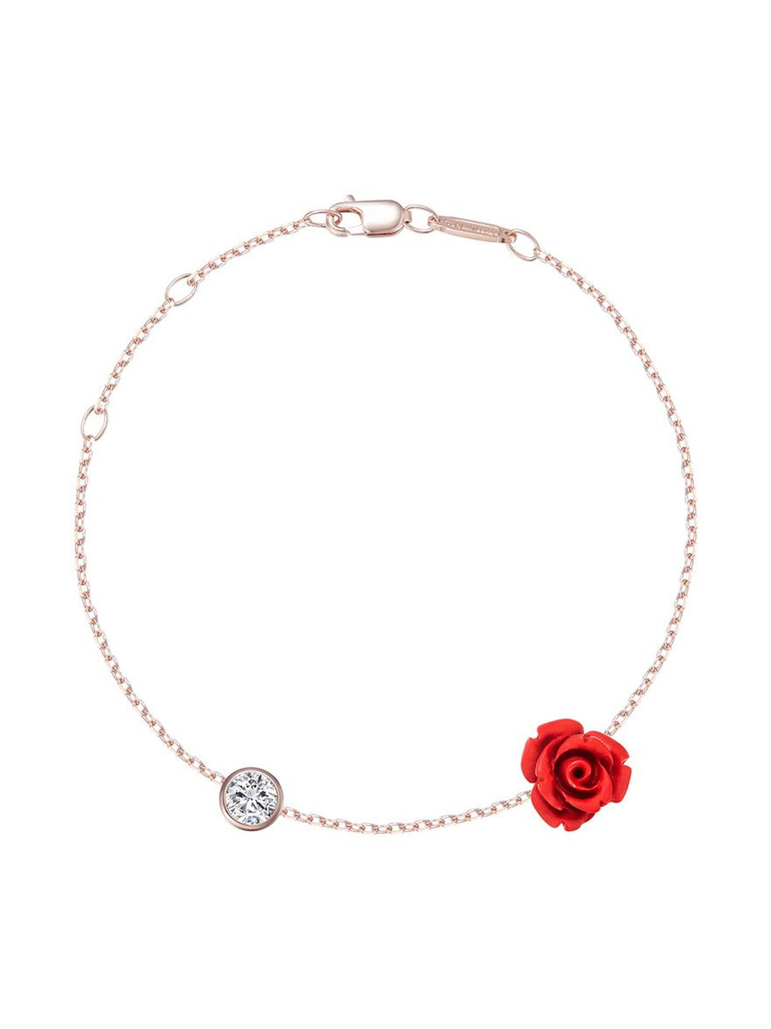 MYSTICFLAVIA Women Rose Charm Rose Gold Plated Sterling Silver Bracelet