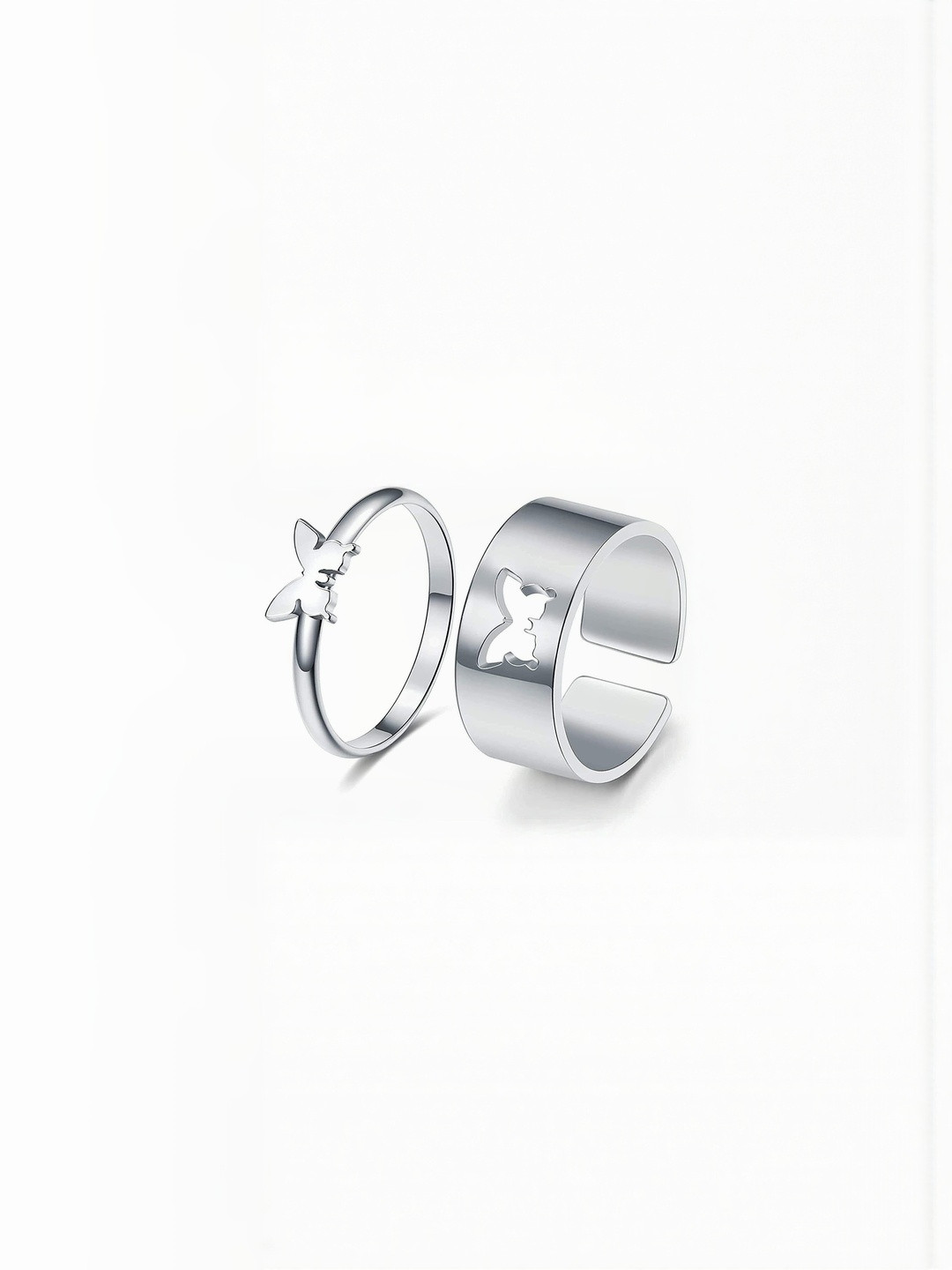 Teeragaj Set Of 2 Butterfly Finger Rings