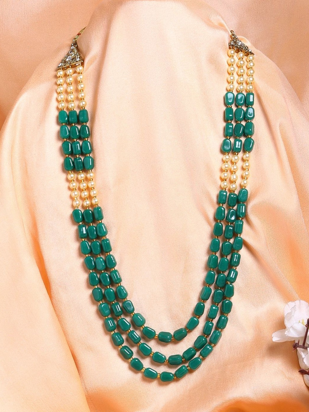 Oviya Gold-Plated Artificial Stones Studded and Beaded Layered Groom Kantha