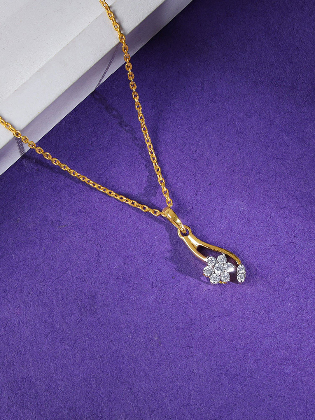 GIVA Gold Fleur Frenzy Diamond Pendant