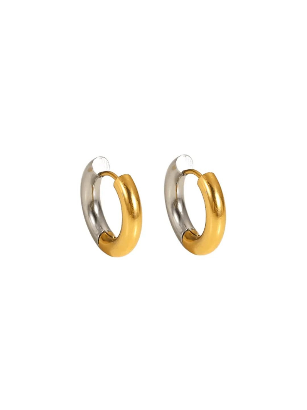 DIMPLERY Stainless Steel Gold Plated Aira Dual Hoop Earring