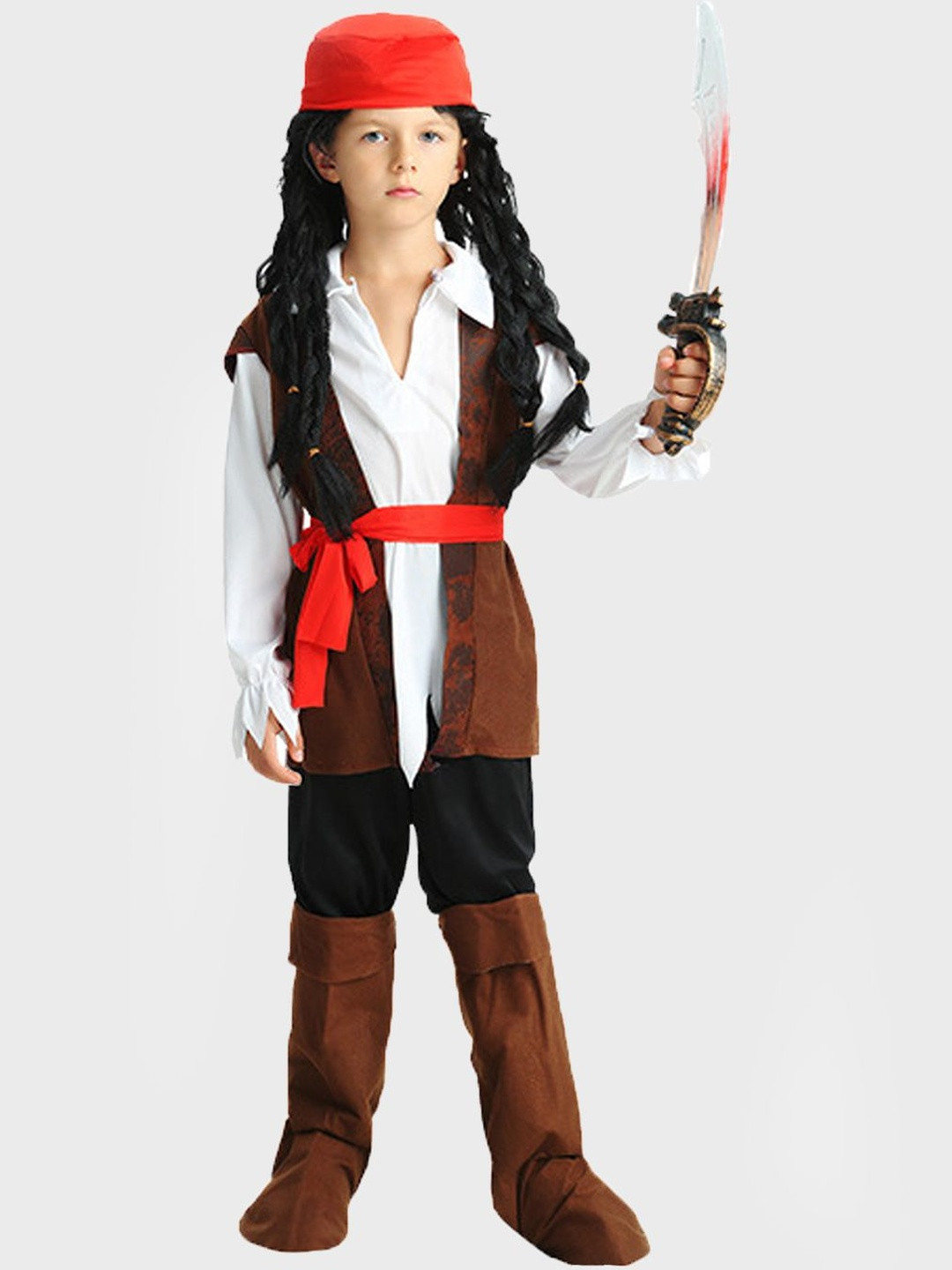 Little Surprise Box LLP Boys Brown Pirate Halloween Costume Fancy Dress