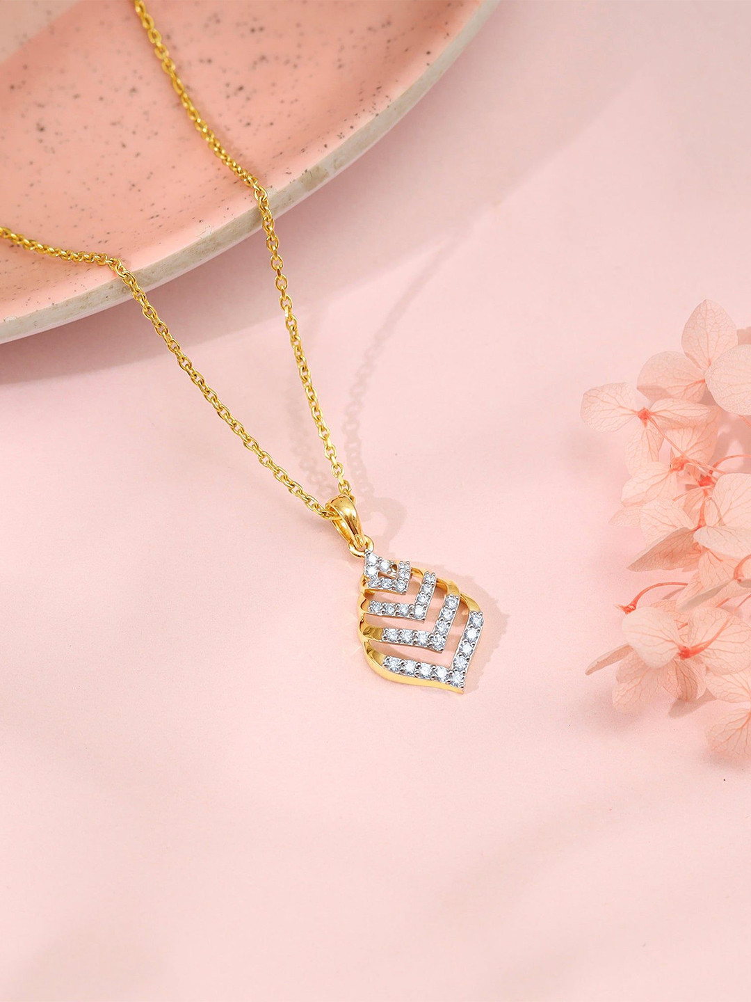 GIVA Gold Regal Diamond Pendant - 18 Kt