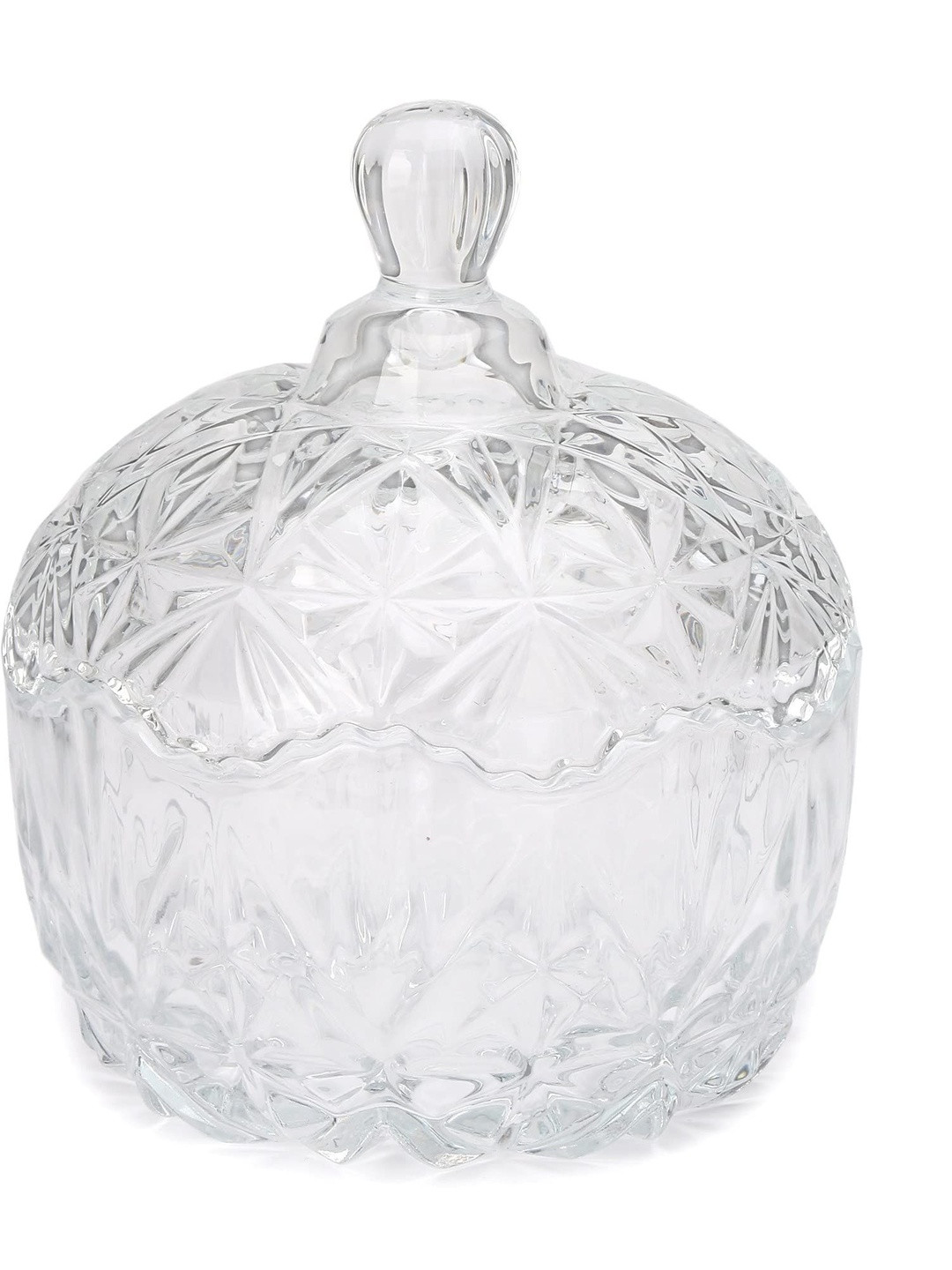 SOMIL Designer Candy Jar Transparent Floral Textured Glossy Dishwasher Safe Serving Bowl