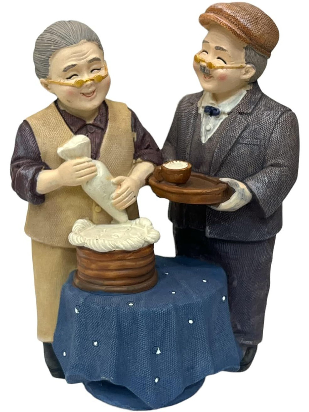 AUGEN Brown And Grey Old Couple Figurine Showpiece
