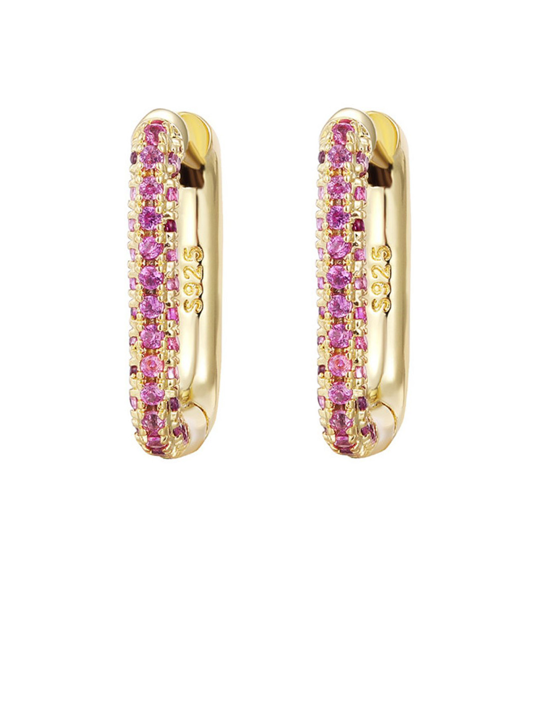 ShopSiiri Luxe Gleam Zircon Huggies Red 925 Silver