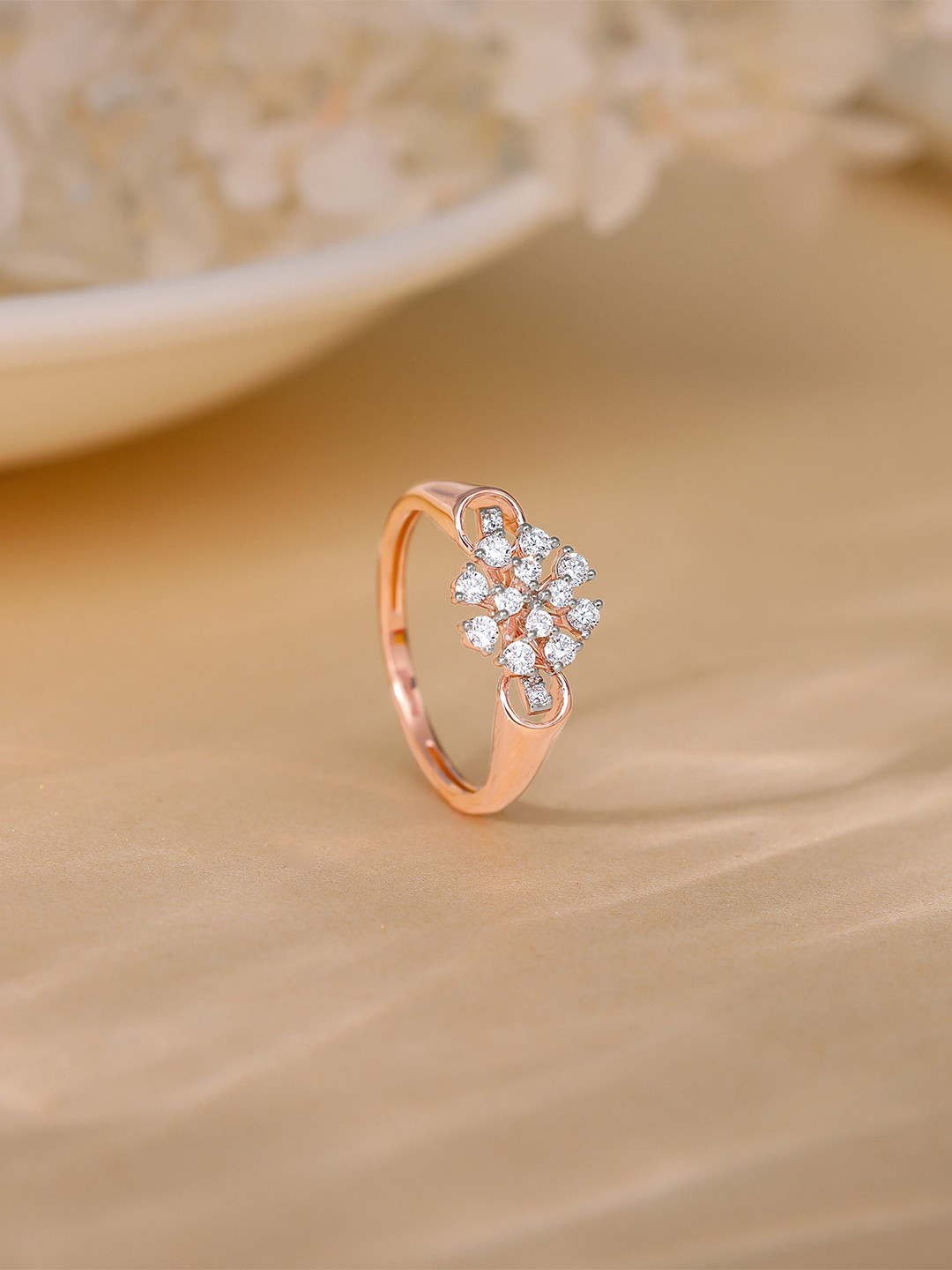 GIVA Rose Gold Nivara Diamond Ring-1.95 gms