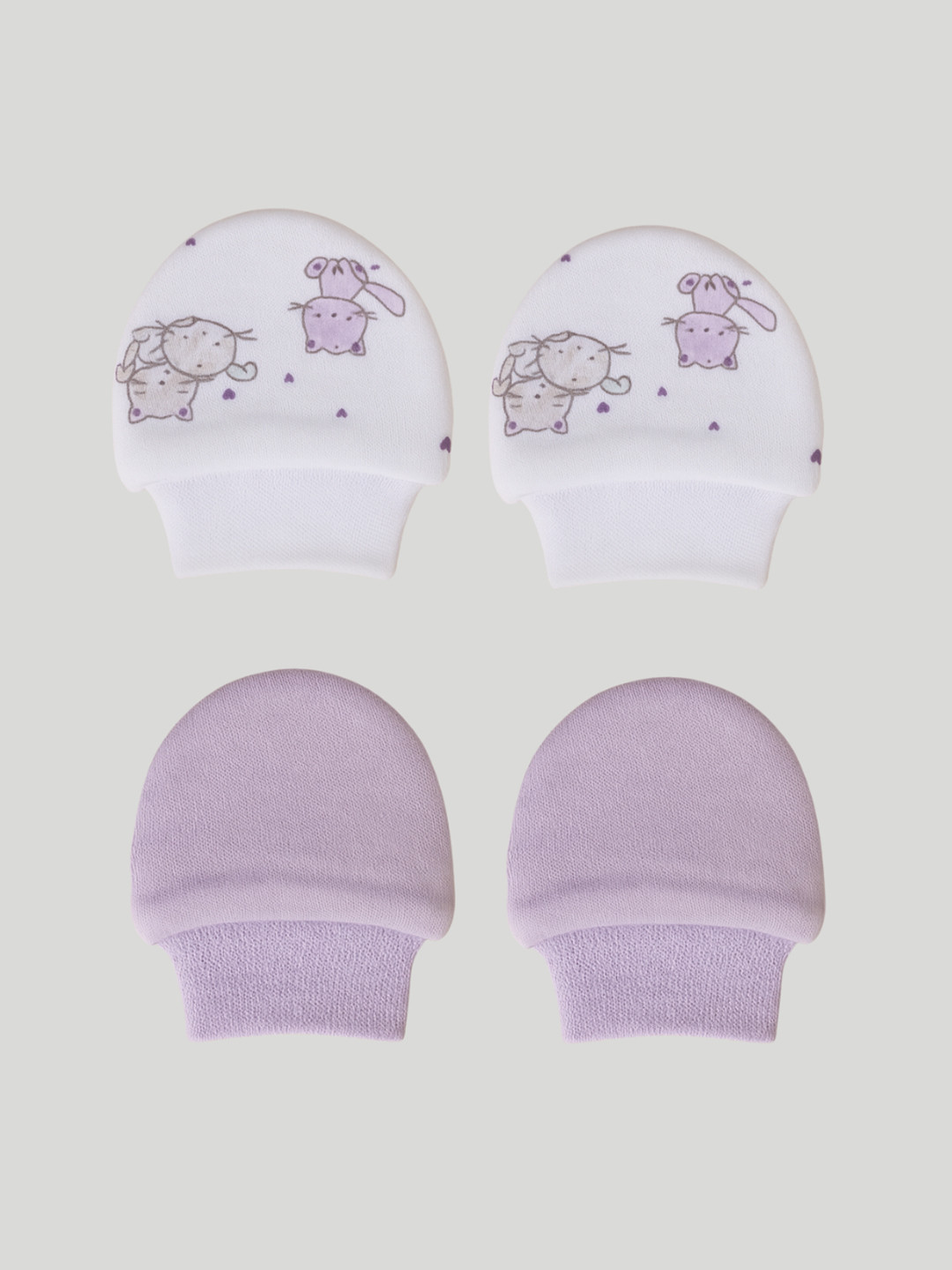 mothercare Infant Girls Set Of 2 Printed Pure Cotton Mittens