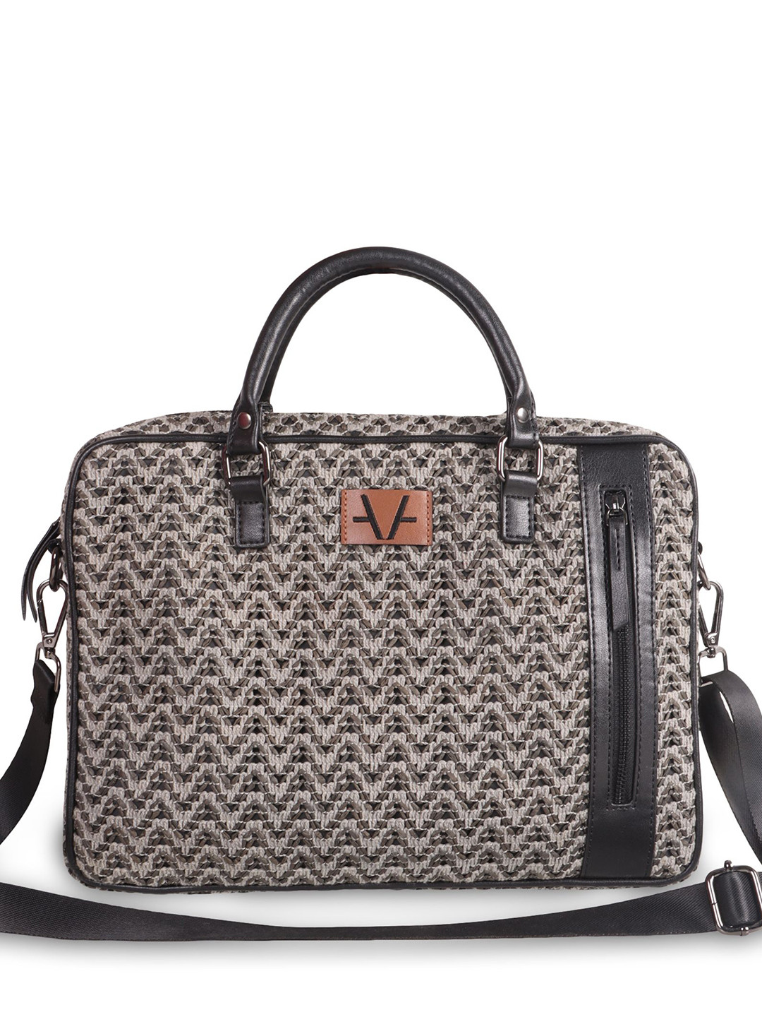 Avake Unisex Monochrome Mosaic Vegan Self Design Textured Laptop Bag