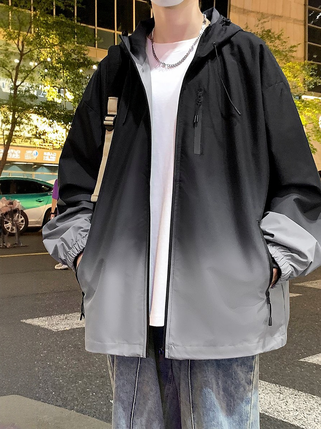 Mast & Harbour Men Hooded Tie and Dye Printed Tailored Jacket