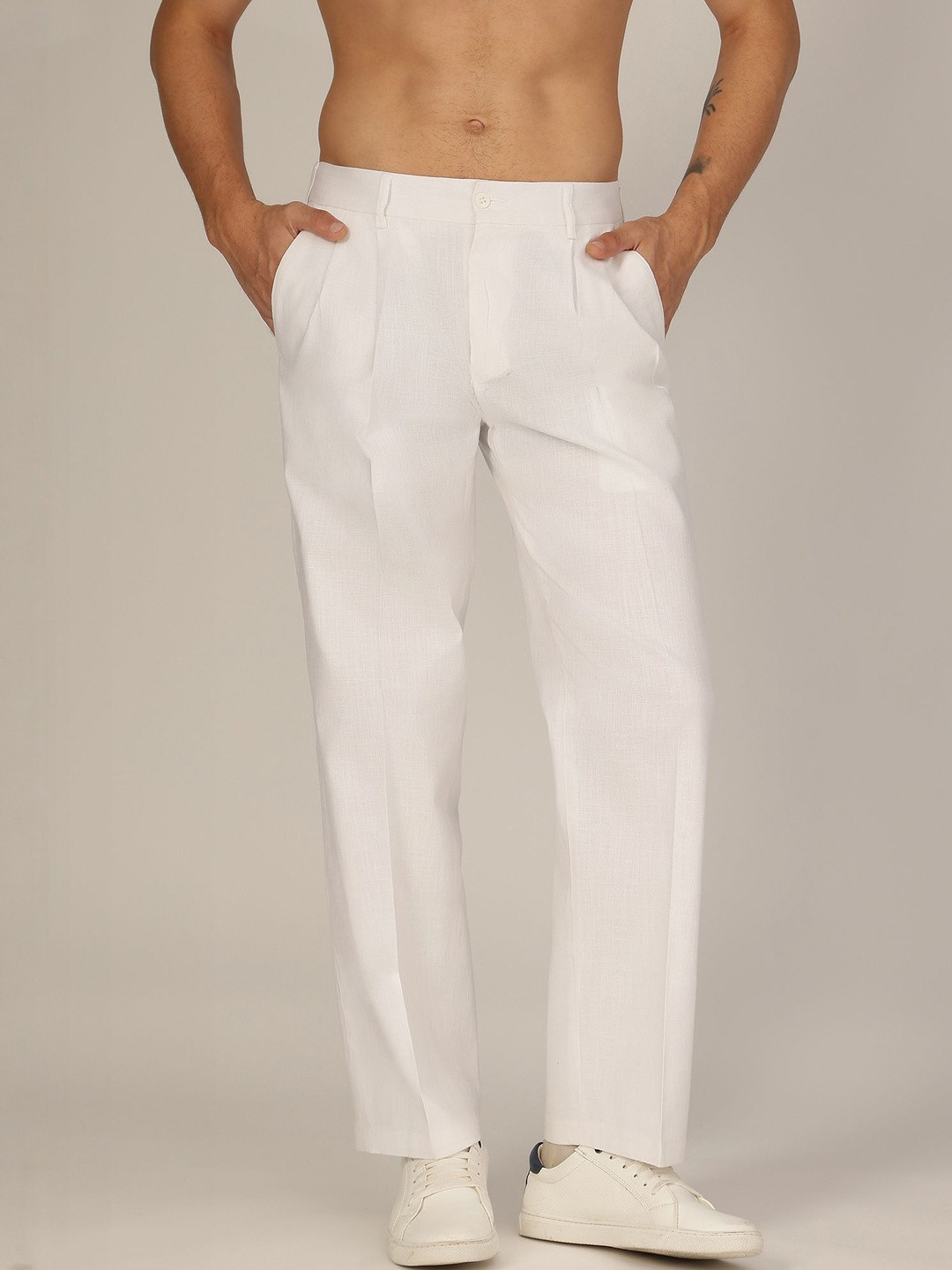 DENNISON Men Textured Elasticated Back Korean Baggy Fit Trouser