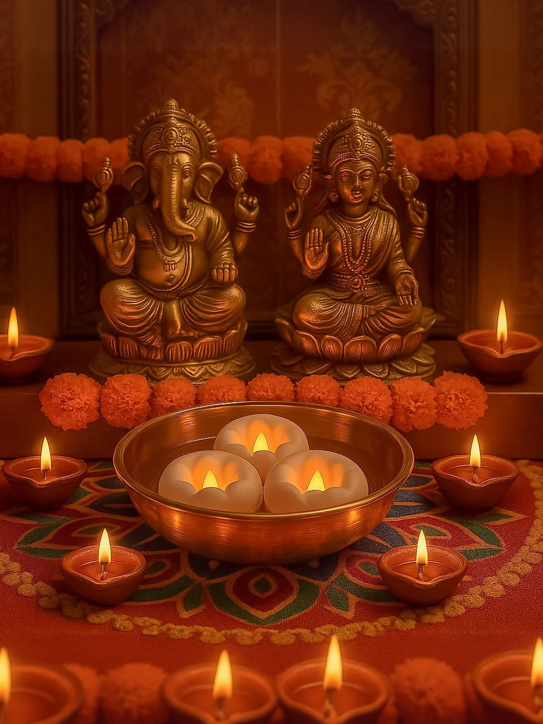 HINDCRAFT Set of 3 LED Lotus Flower Candles