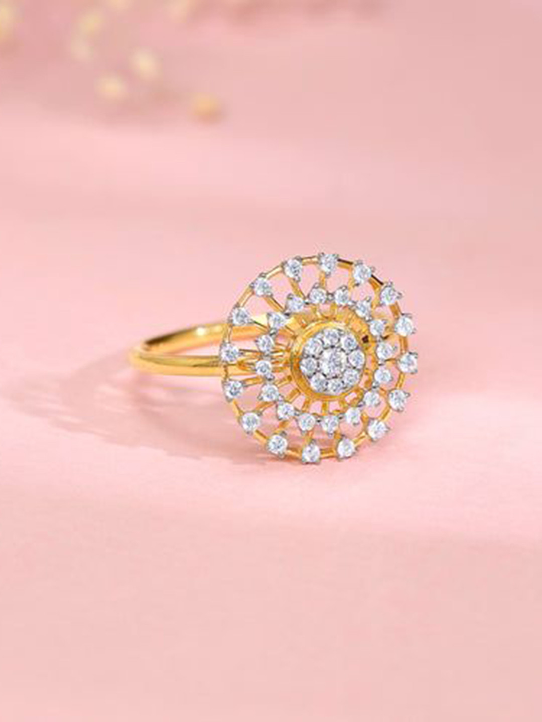 GIVA 18 Kt Gold Mystique Bloom Ring With 0.36 Carat Lab Grown Diamond-2.44 gms