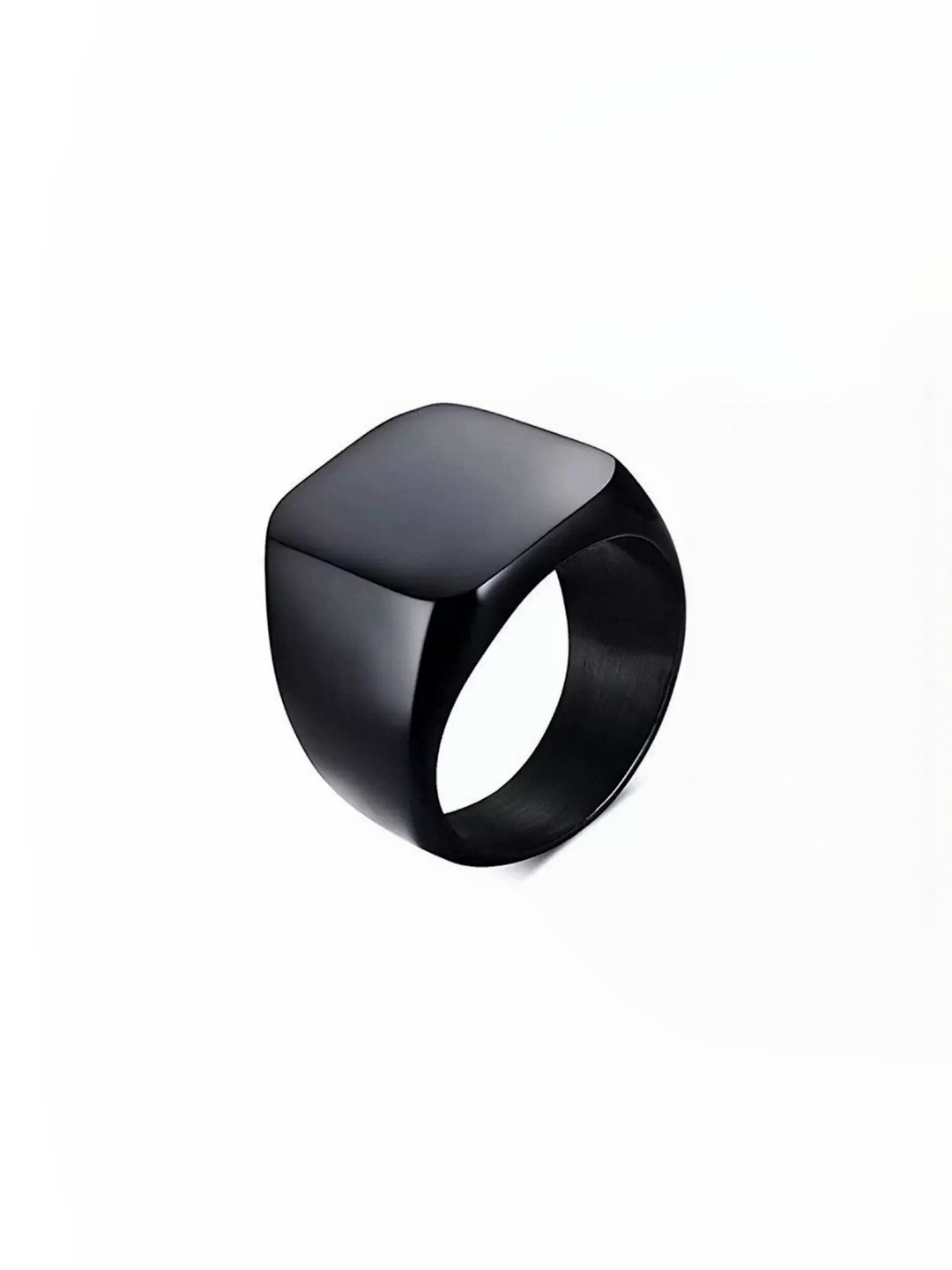 J.S ENTERPRISES Unisex IP Black-Plated Stainless Steel Finger Ring