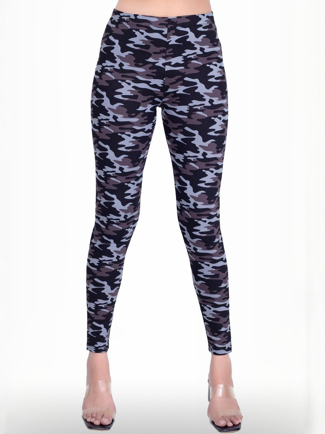 ONE SKY Camouflage Printed High-Rise Ankle-Length Leggings