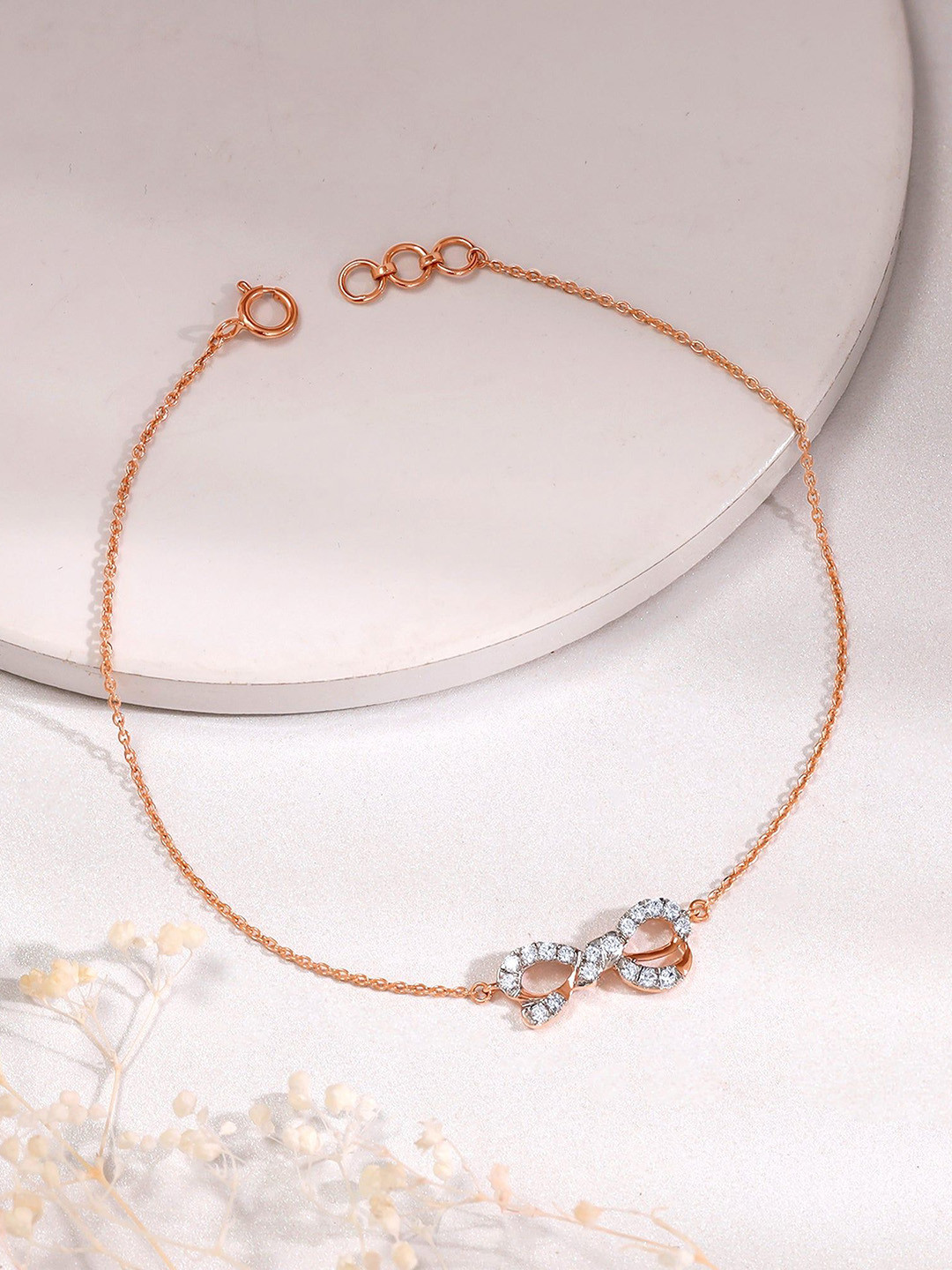 GIVA Women 18K Rose Gold Forever Diamond Bracelet-1.35 gms