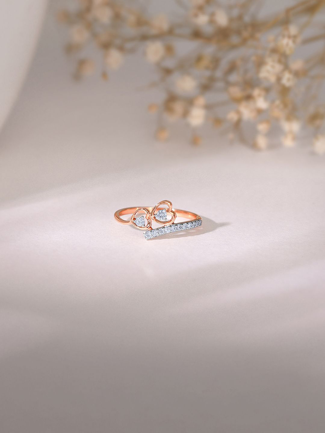 GIVA 18K Rose Gold Diamond Ring-1.66 gms