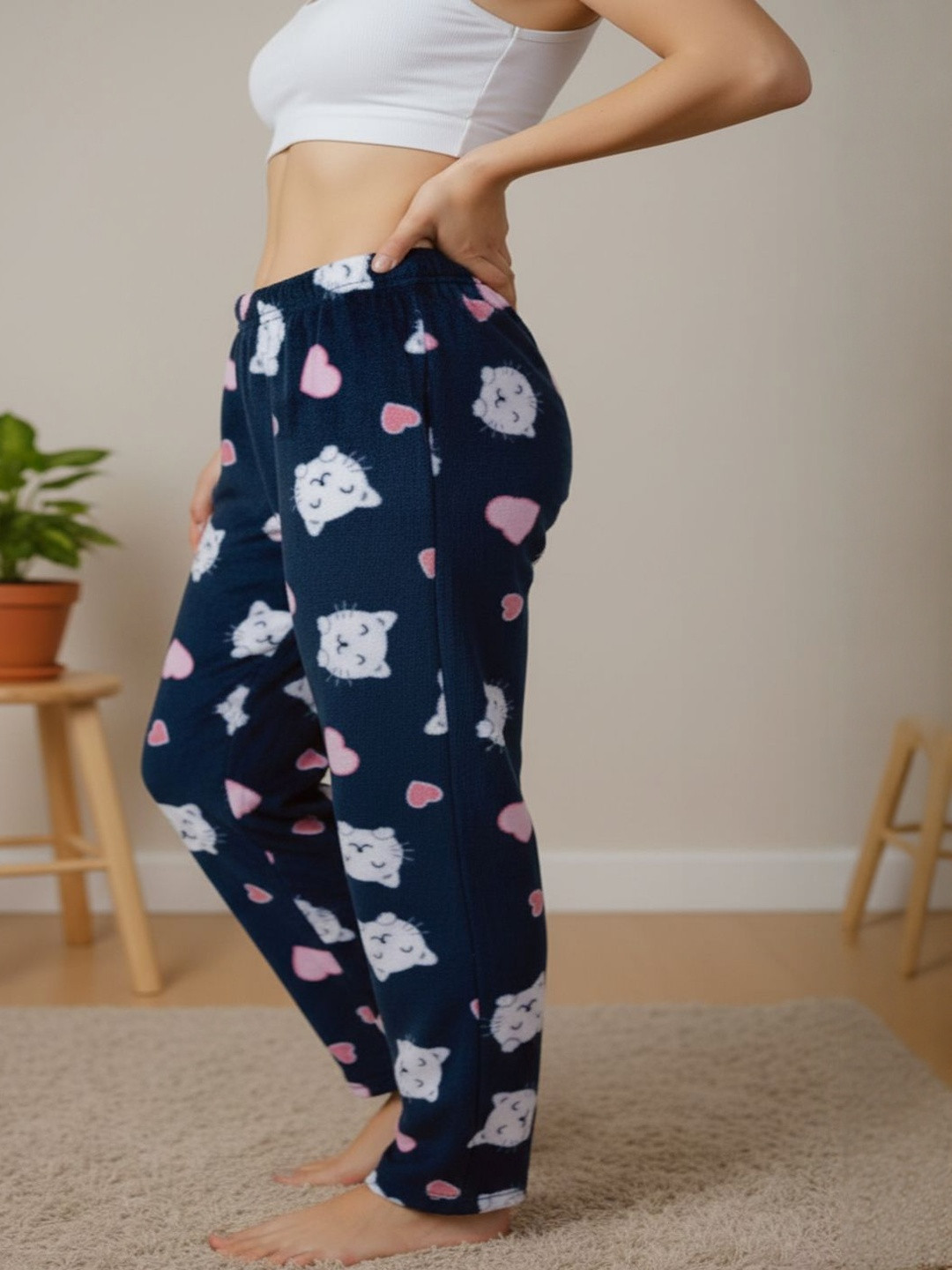 ETC Women Printed Straight-Leg Slip On Mid-Rise Lounge Pant