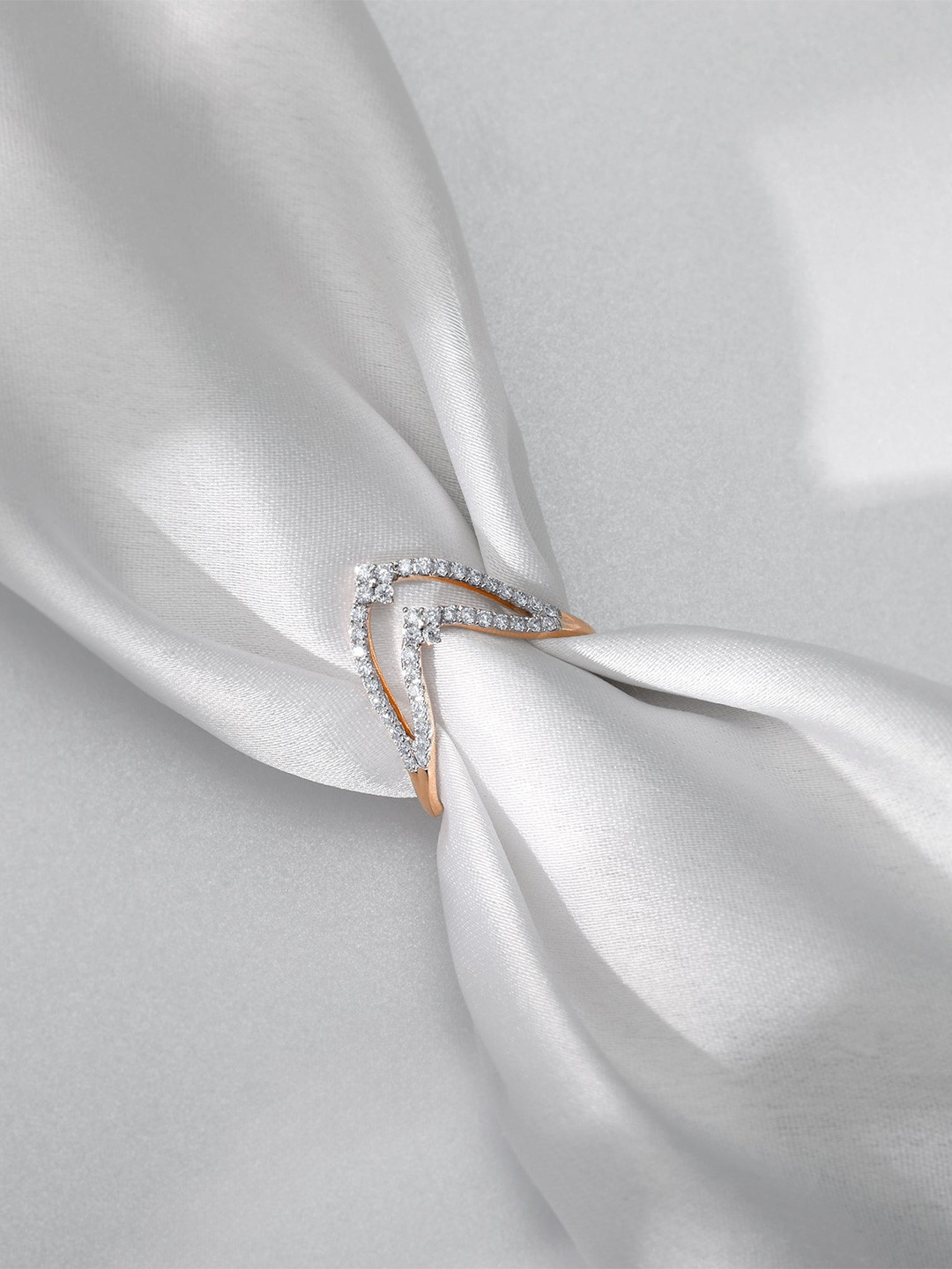 GIVA Women Rose Gold Royal Union Vanki Diamond Ring-2.74 gms