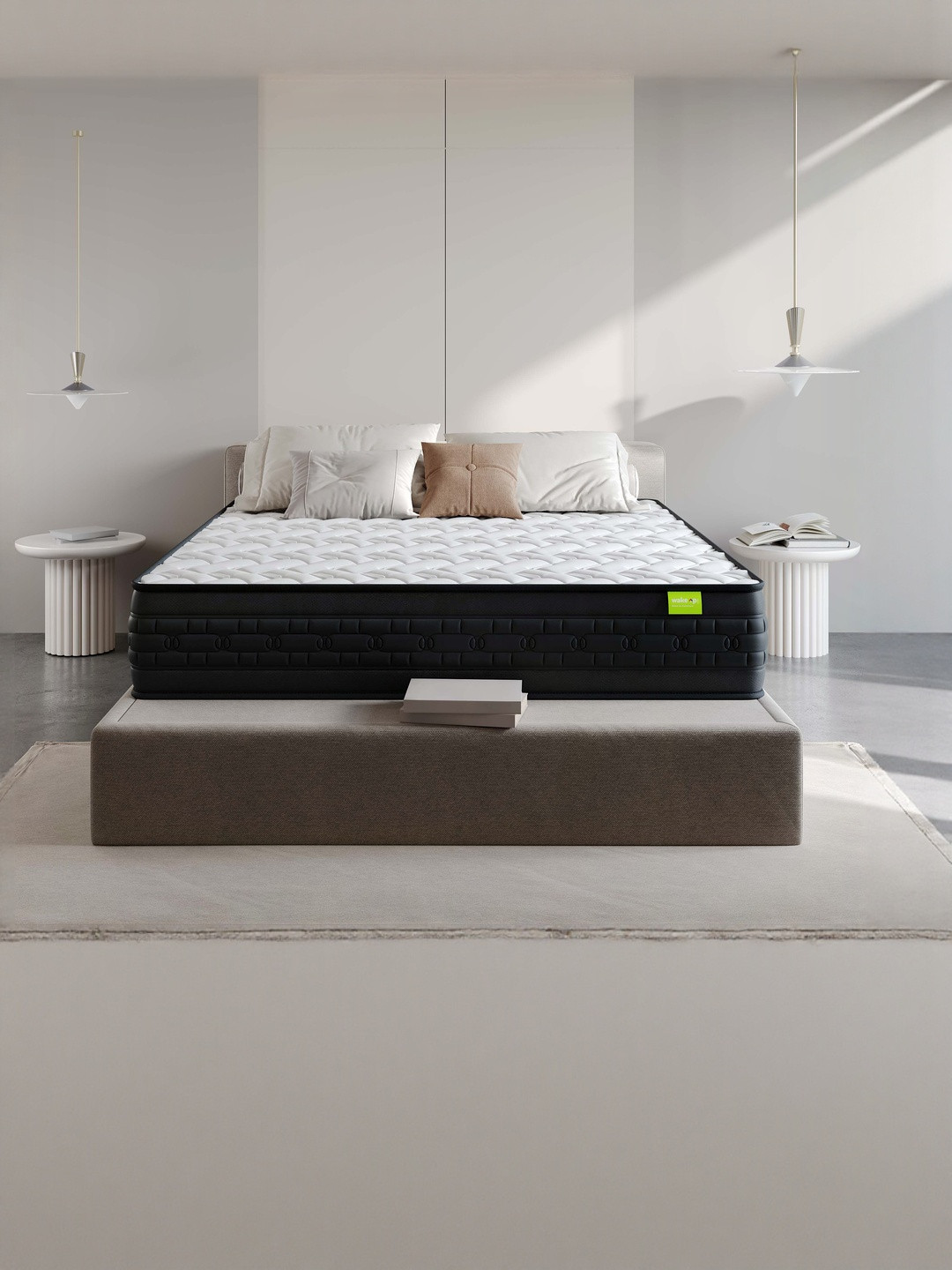 Wakeup India Riserox White & Black Quilted Zero Partner Disturbance King Size Mattress