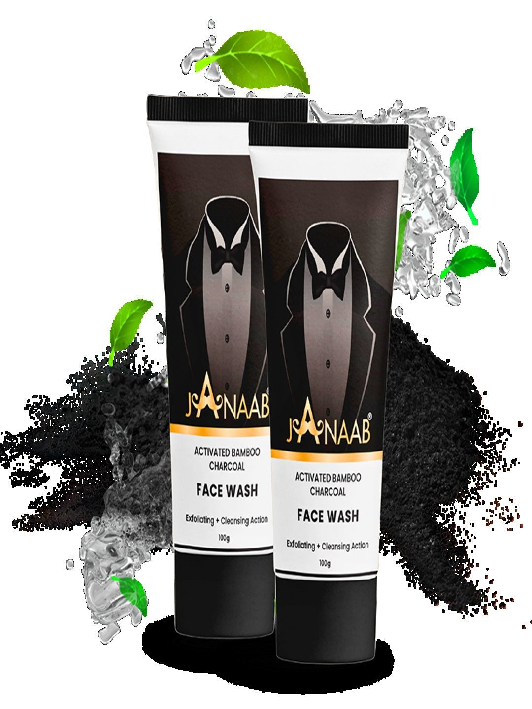 Janaab Set Of 2 Activated Bamboo Charcoal Face Wash For Deep Cleansing - 100 g Each