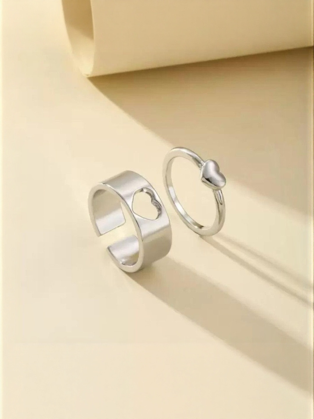 Teeragaj Set Of 2 Cuddle Hug Adjustable Couple Finger Rings