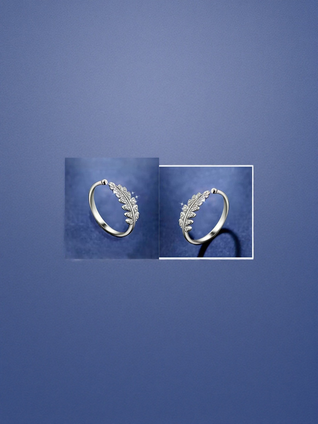 Teeragaj Set Of 2 Stone-Studded Leaf Finger Rings