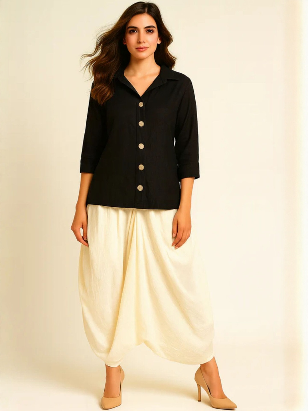 DIIWATAA Women Embellished Top With Dhoti Pants Co-Ord Set