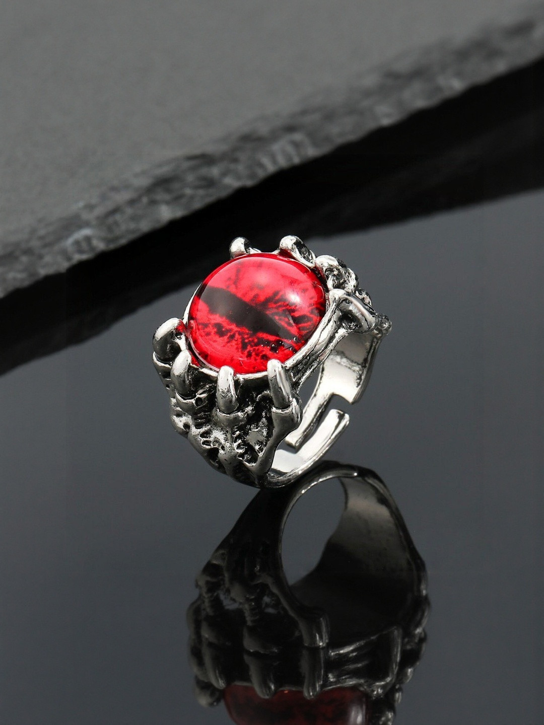 J.S ENTERPRISES Unisex Stainless Steel Dragon Eye Finger Ring