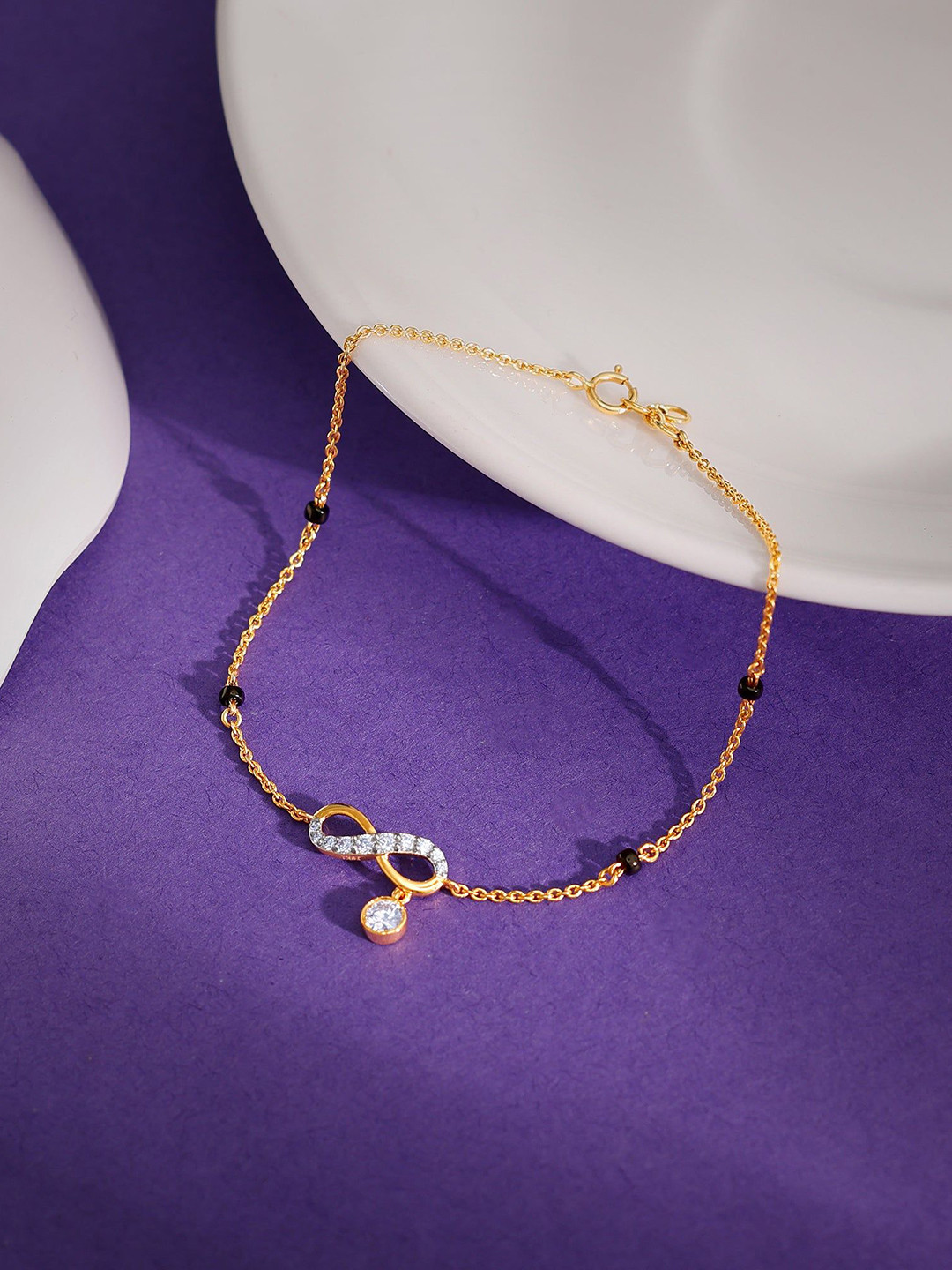 GIVA Gold Nitya Diamond Mangalsutra Bracelet-1.98 gms