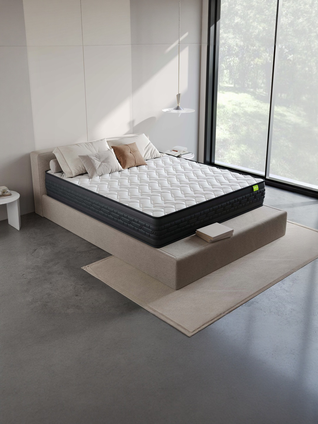 Wakeup India Riserox White & Black Quilted Zero Partner Disturbance Queen Size Mattress