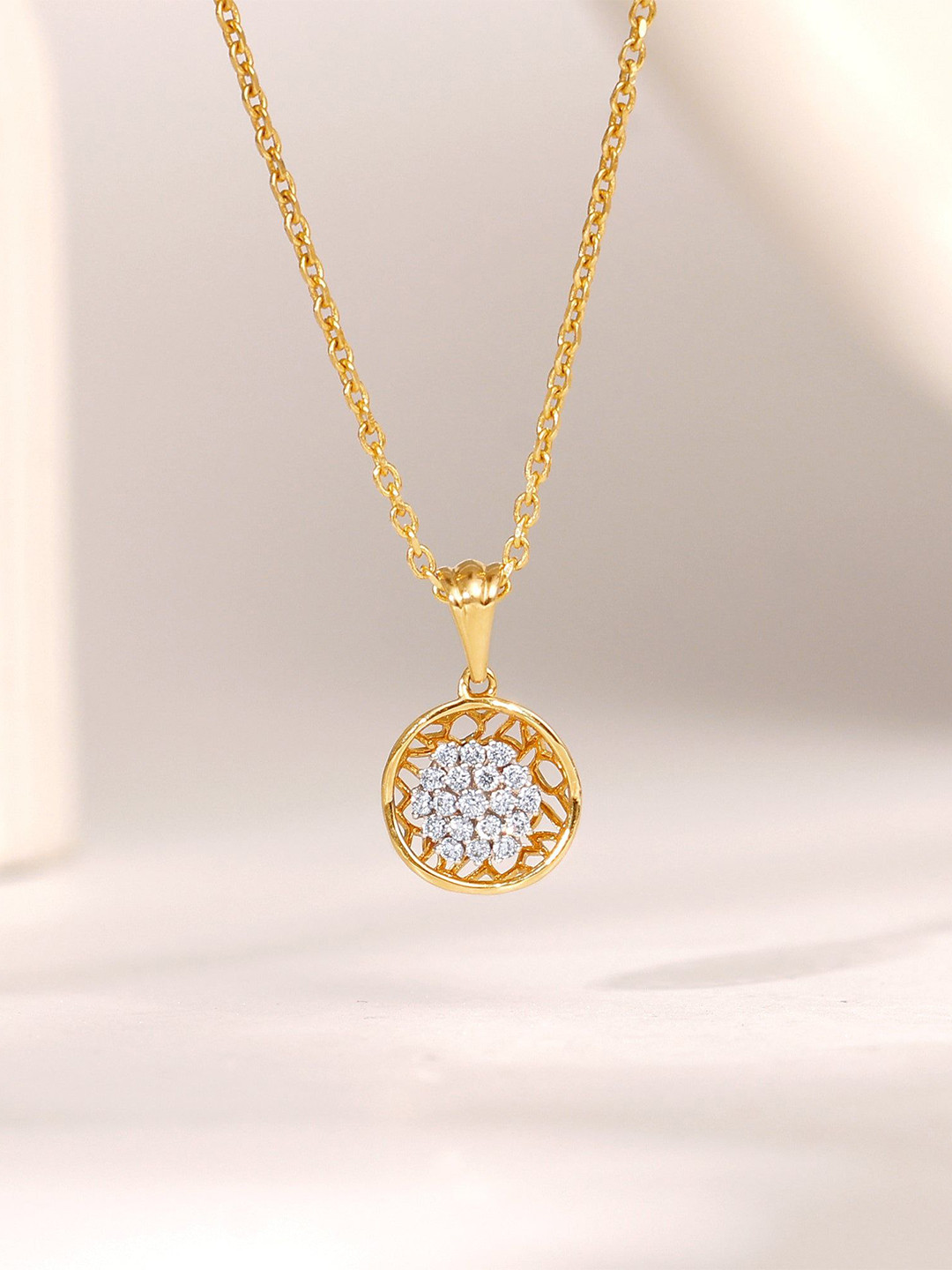 GIVA  14 Kt Gold Plethora Diamond Pendant