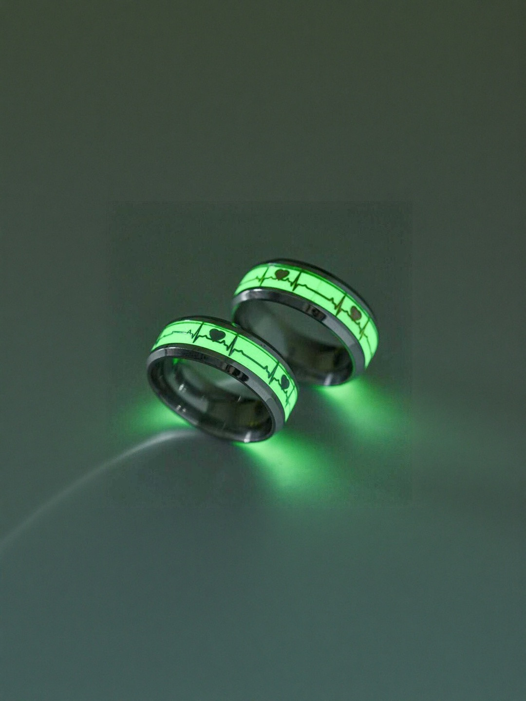 J.S ENTERPRISES Unisex Glow Heartbeat Stainless Steel Finger Ring