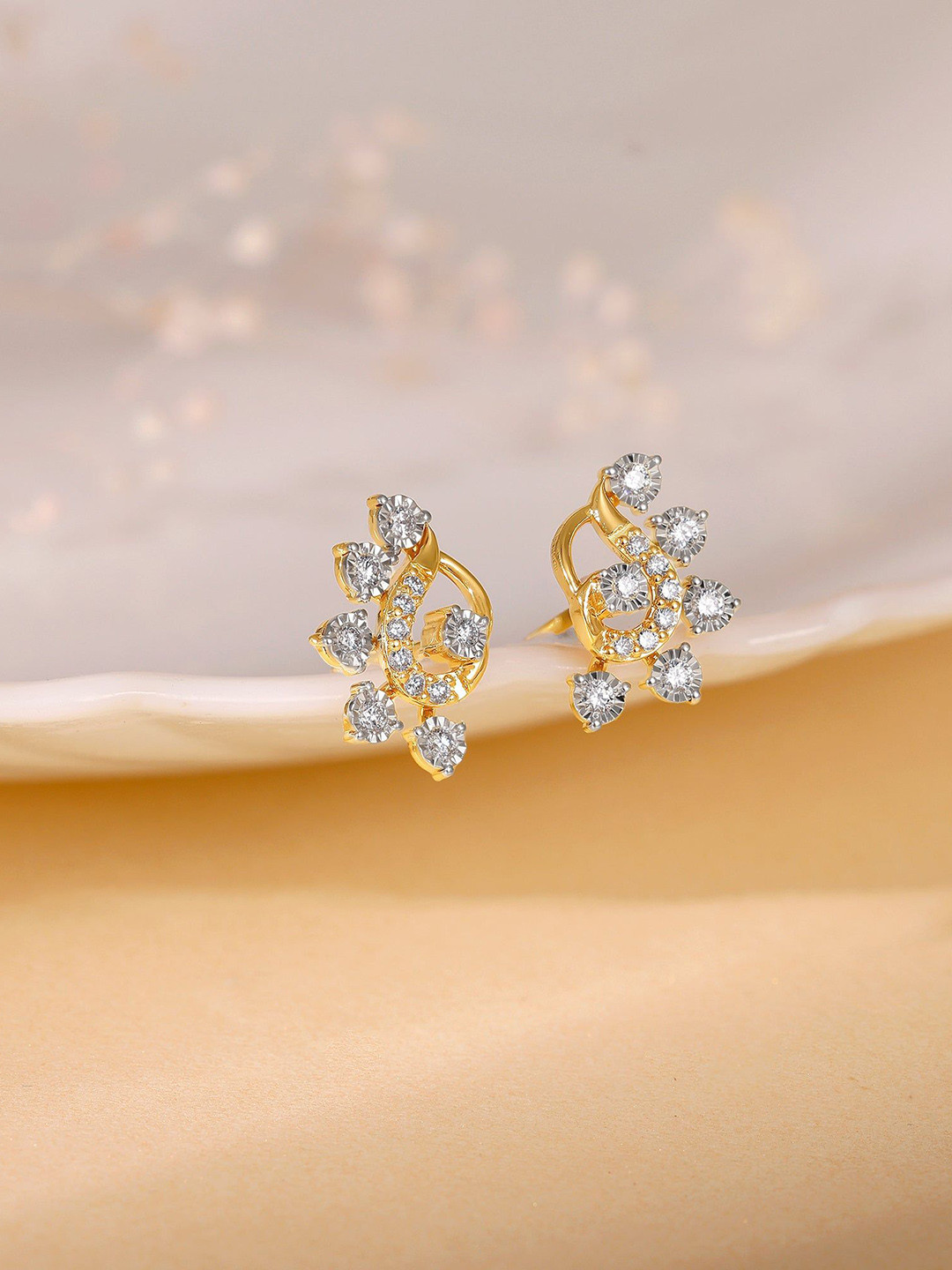 GIVA Gold Charisma Diamond Earrings-2.6 gms