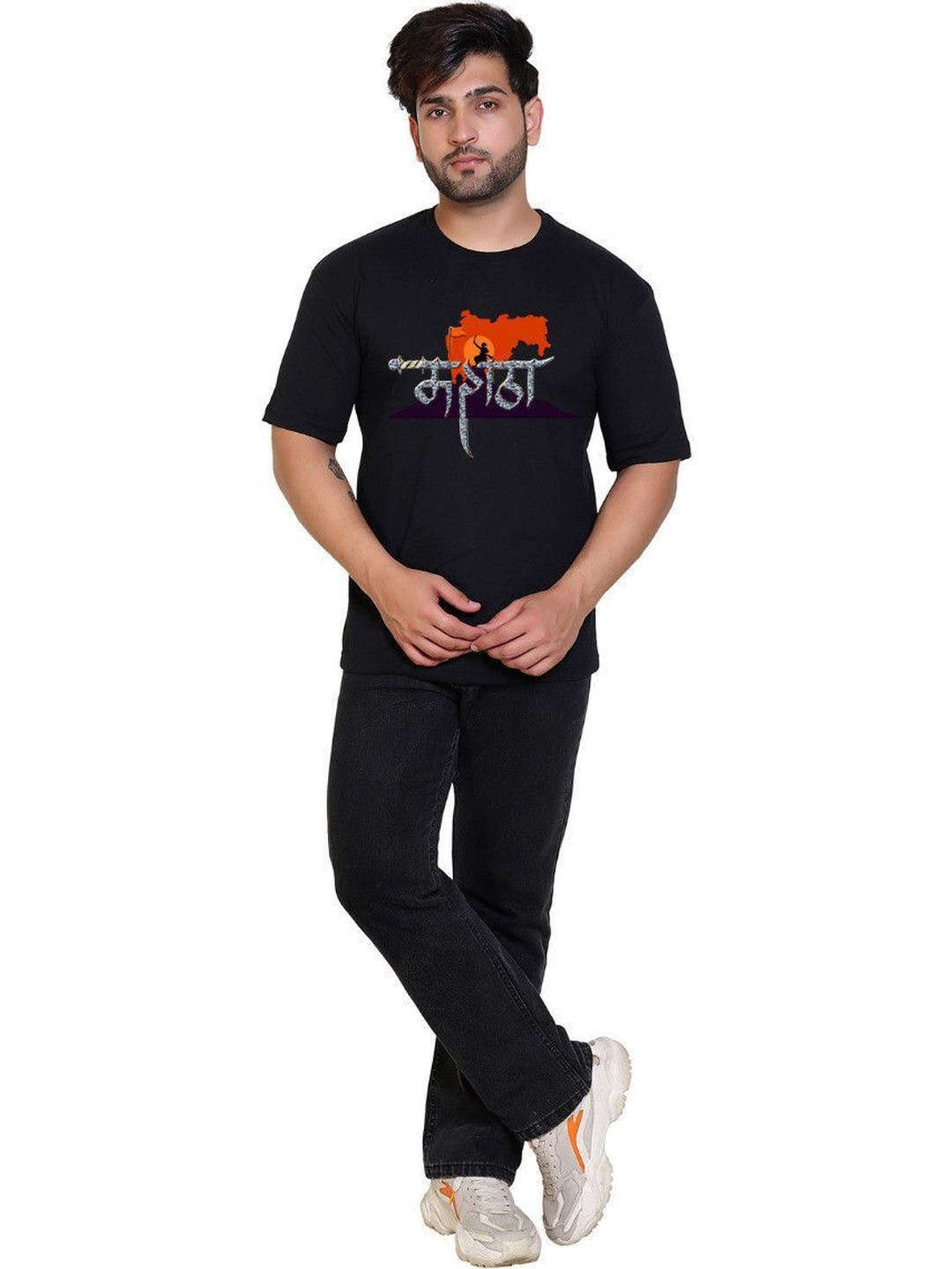 Requin Women Black Maratha Printed T-shirt