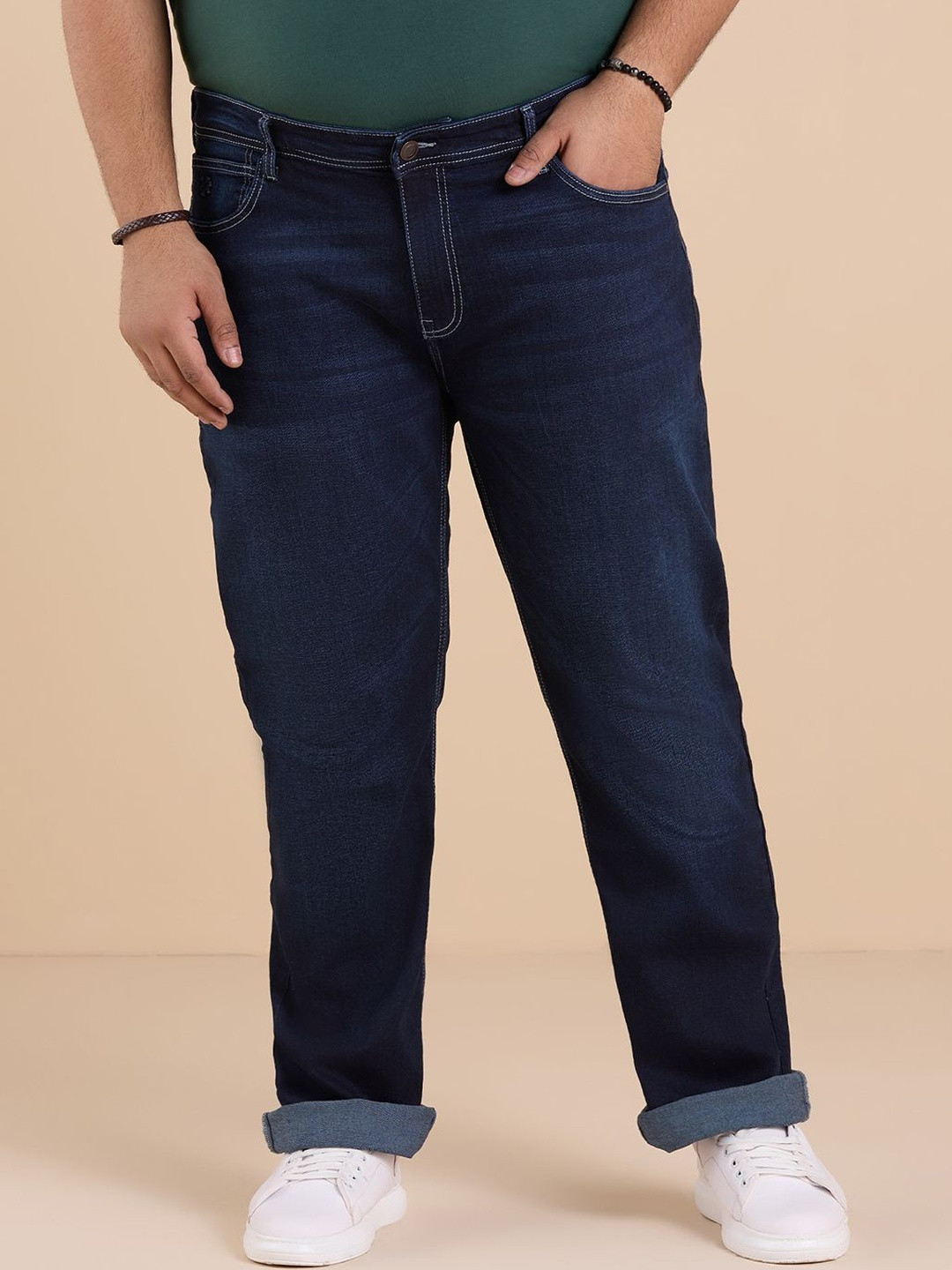 Big Hello - The Plus Life Men Plus Size Regular Fit Mid-Rise Medium Wash Stretchable Jeans