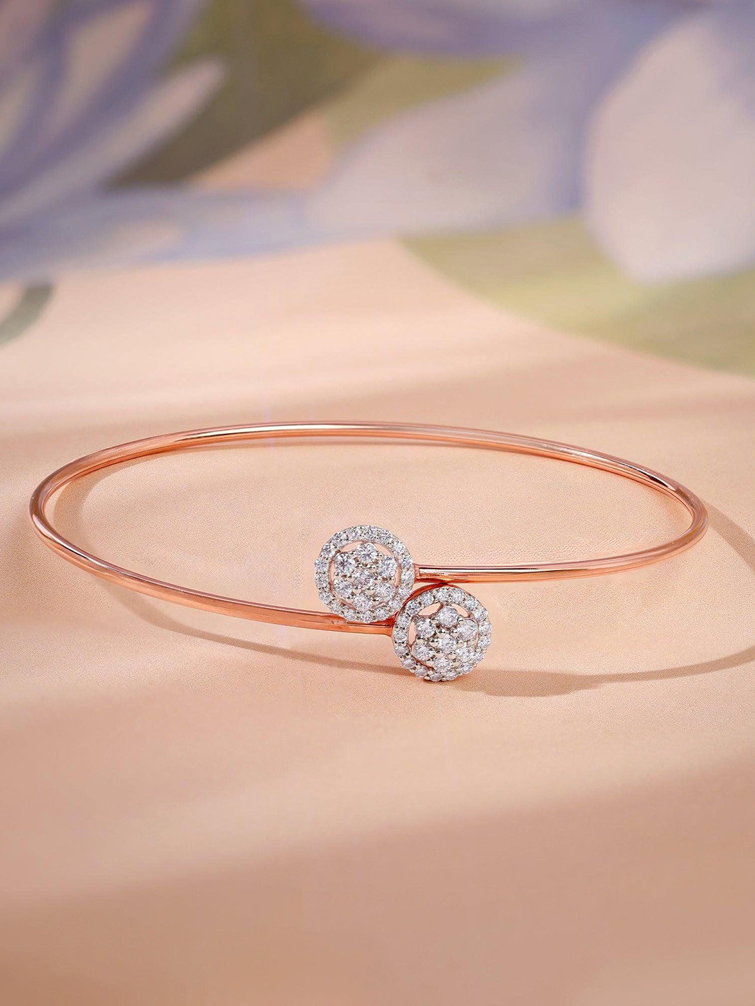 GIVA Women 14Kt Rose Gold Floriva Lab Grown Diamond Bangle Bracelet-3.982 gms