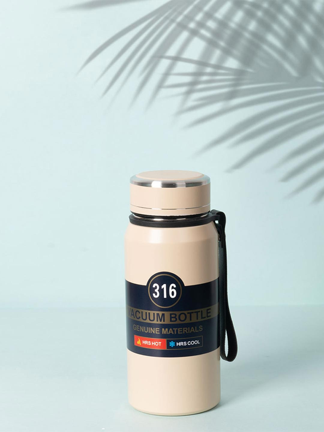 AARVI DECOR STUDIO Beige & Cream-Colored Stainless Steel Airtight Water Bottle-600 ml