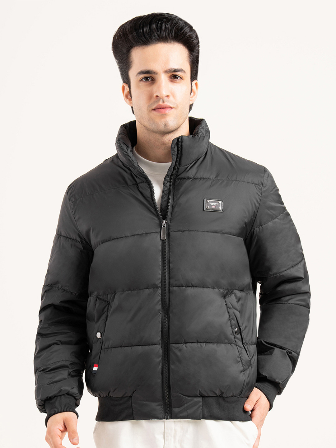 Red Tape Men Mock Collar Solid Puffer Jacket