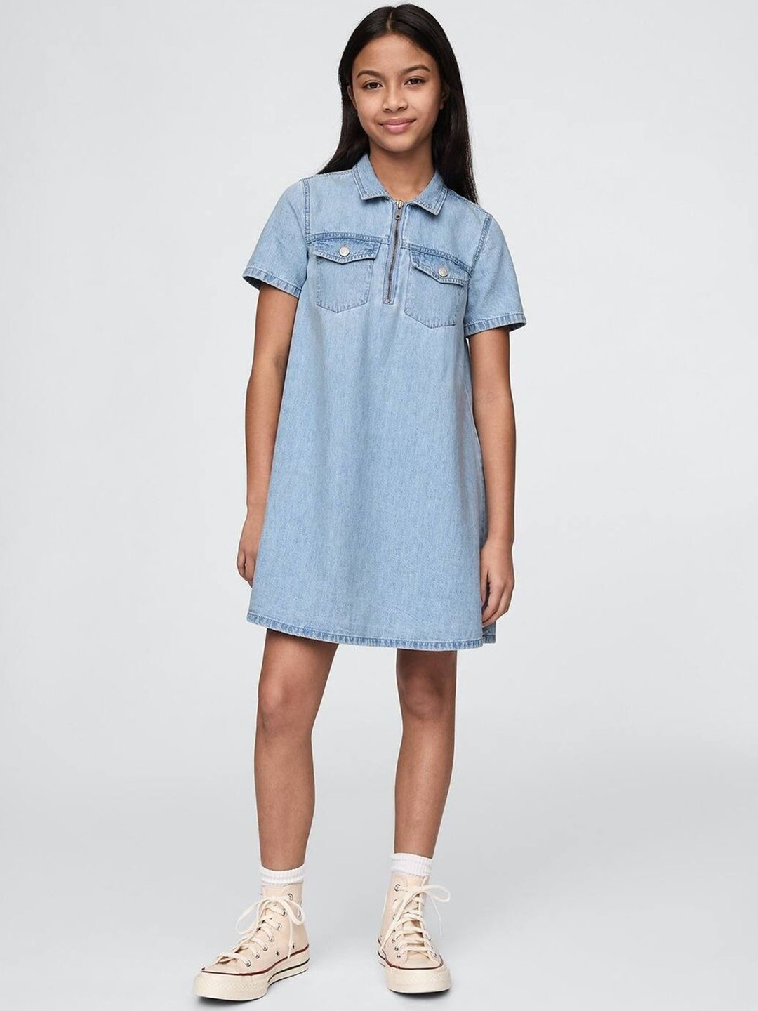 GAP Girls Denim Spread Collar Dress