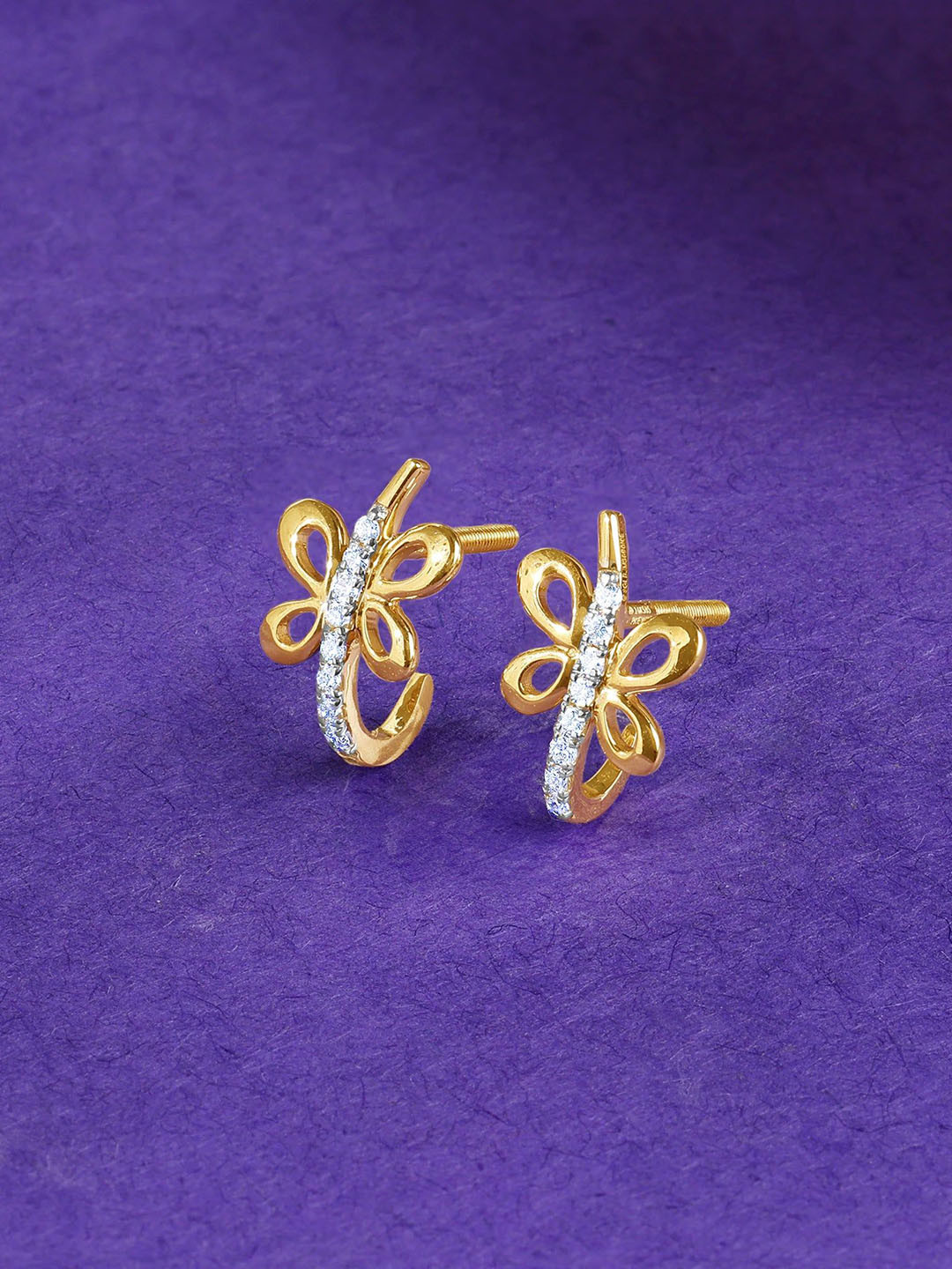 GIVA Women Yellow Gold Earrings Diamond-1.965 gms