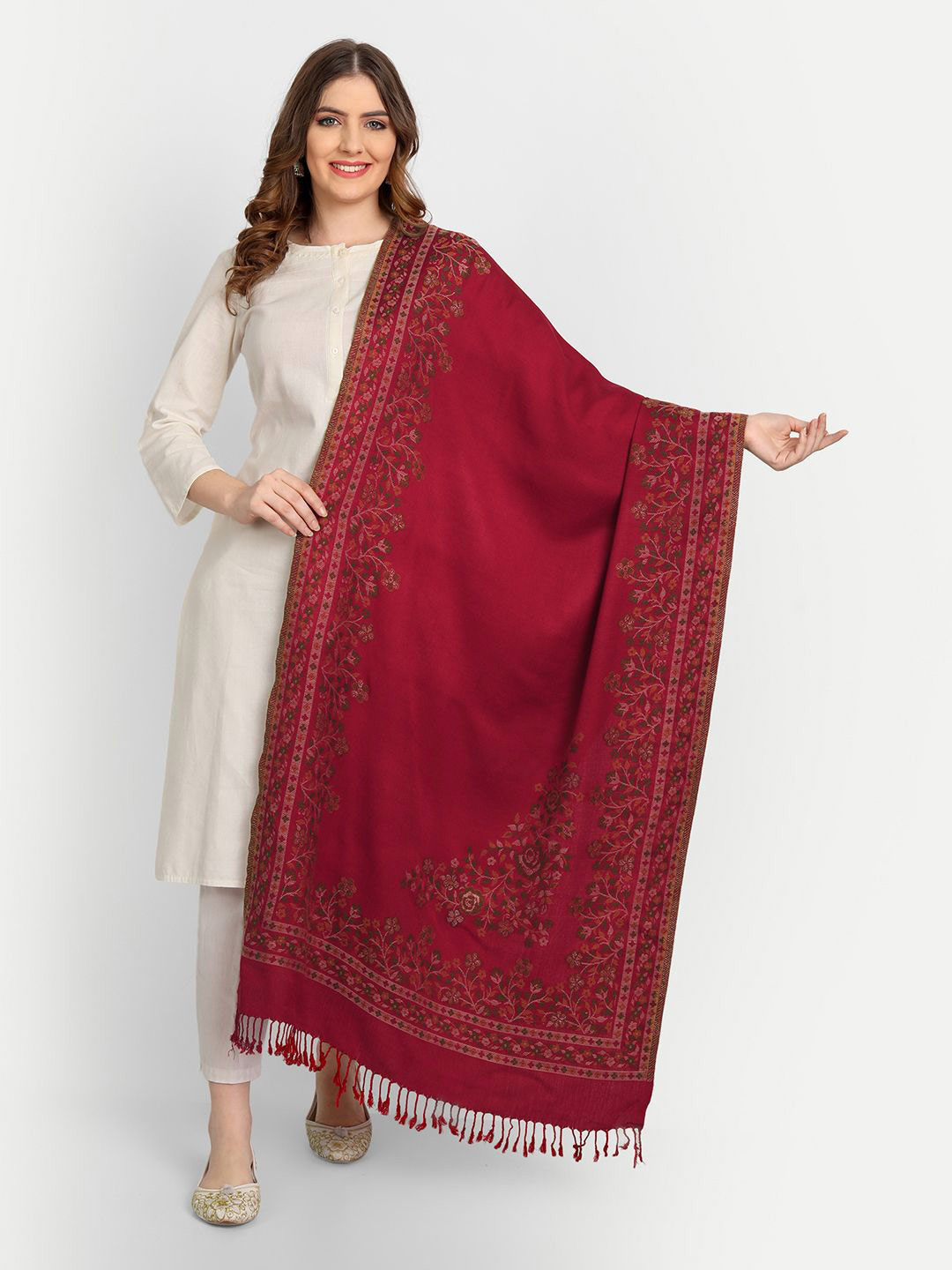 Hemkunt Women Fabric Women Pashmina Woven Design Stole