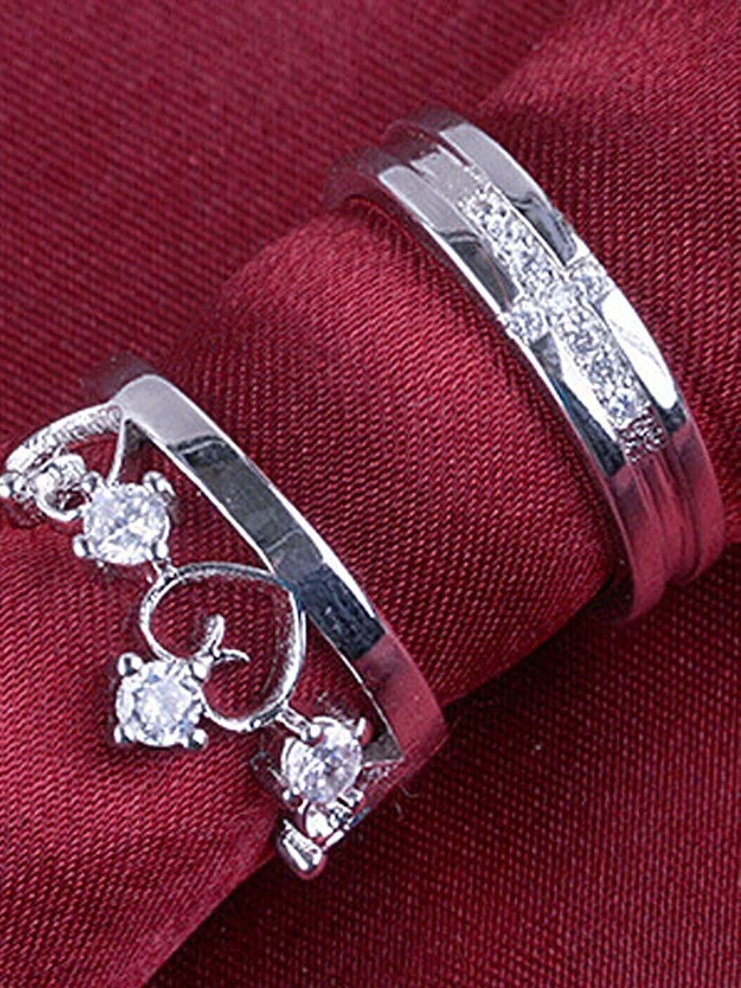 Teeragaj Set Of 2 Stones Studded Couple Flinger Rings