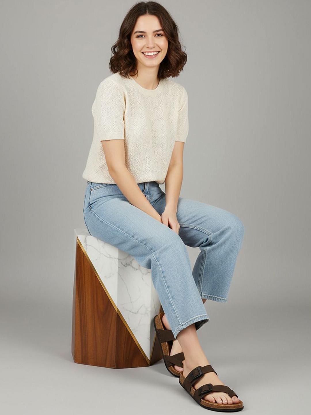 HERE&NOW Women One Toe Flats with Buckles