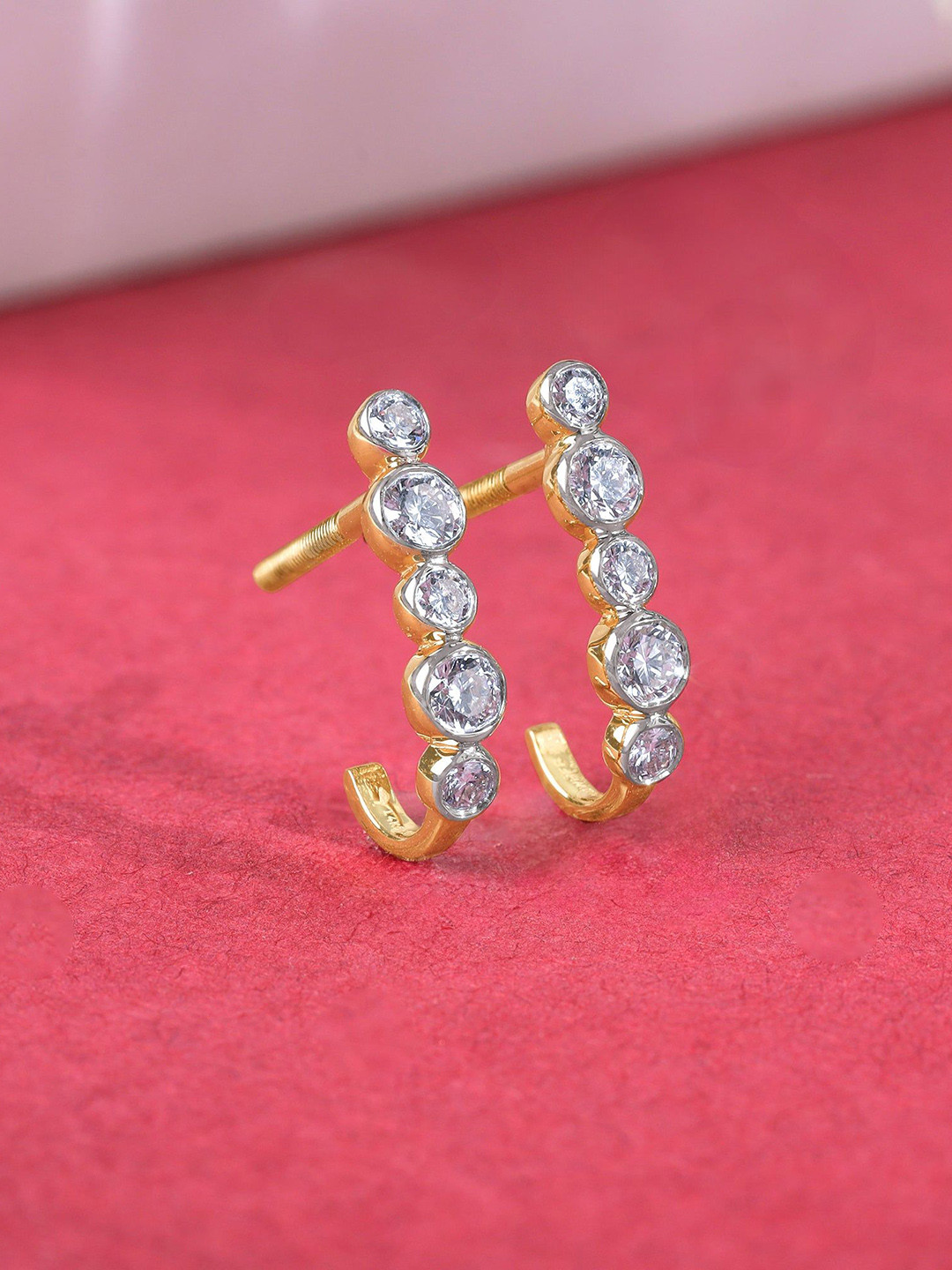 GIVA Women Gold Earrings Diamond-1.607 gms