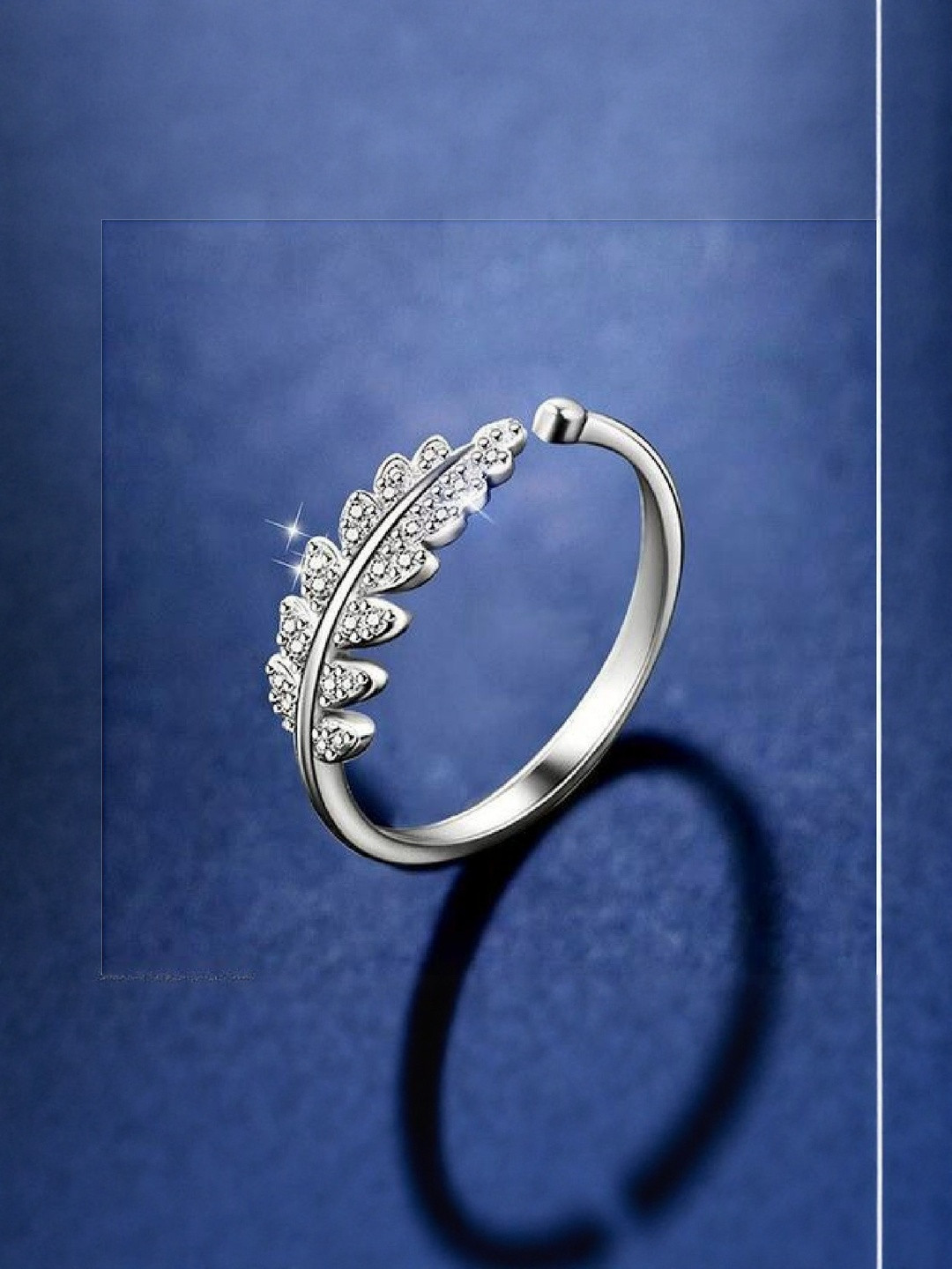 Teeragaj Stones Studded Adjustable Leaf Flinger Ring