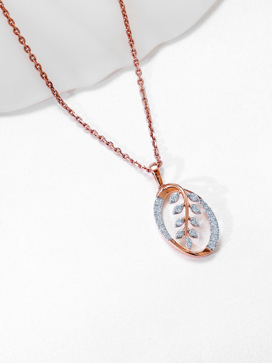 GIVA Rose Gold Sweet Alyssum Diamond Pendant
