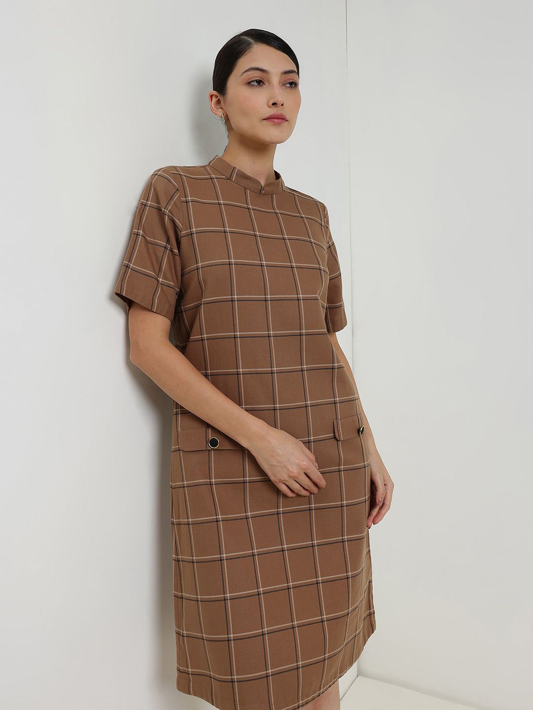 FableStreet Checked Formal Dress