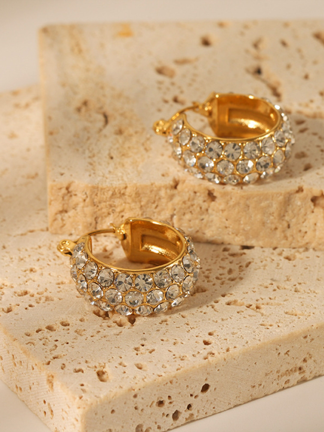 ShopSiiri Isla's Diamond Huggies 18k Gold Plated Anti Tarnish